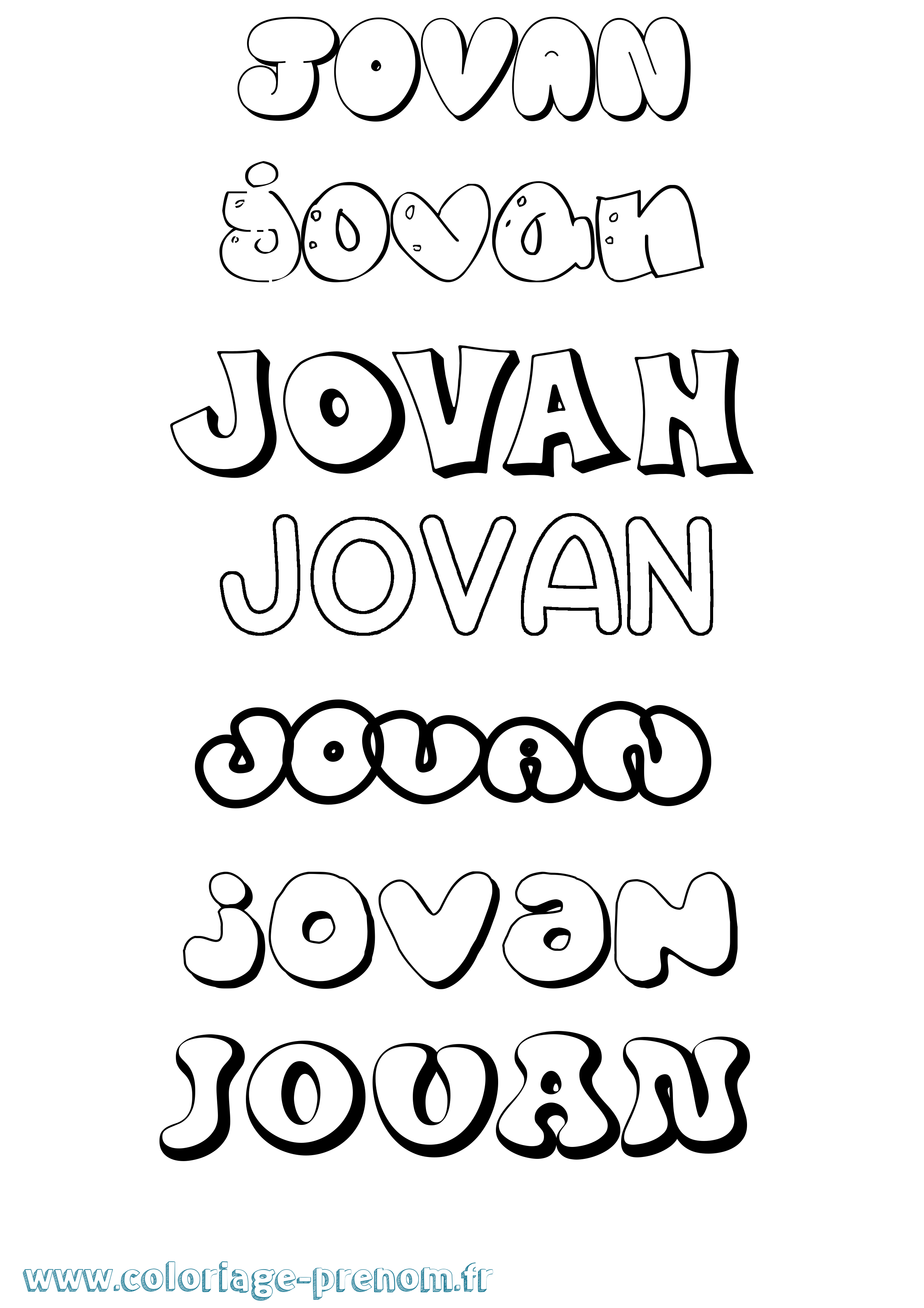 Coloriage Jovan Bubble Coloriage prénom Jovan Bubble
