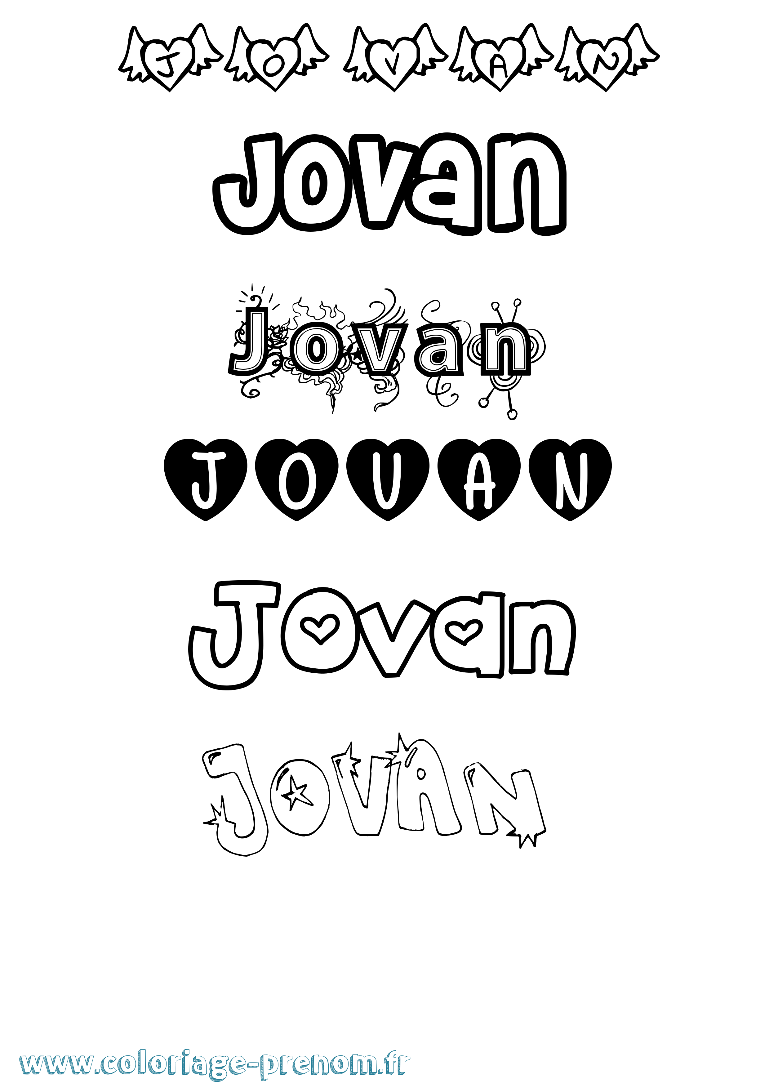 Coloriage Jovan Girly Coloriage prénom Jovan Girly