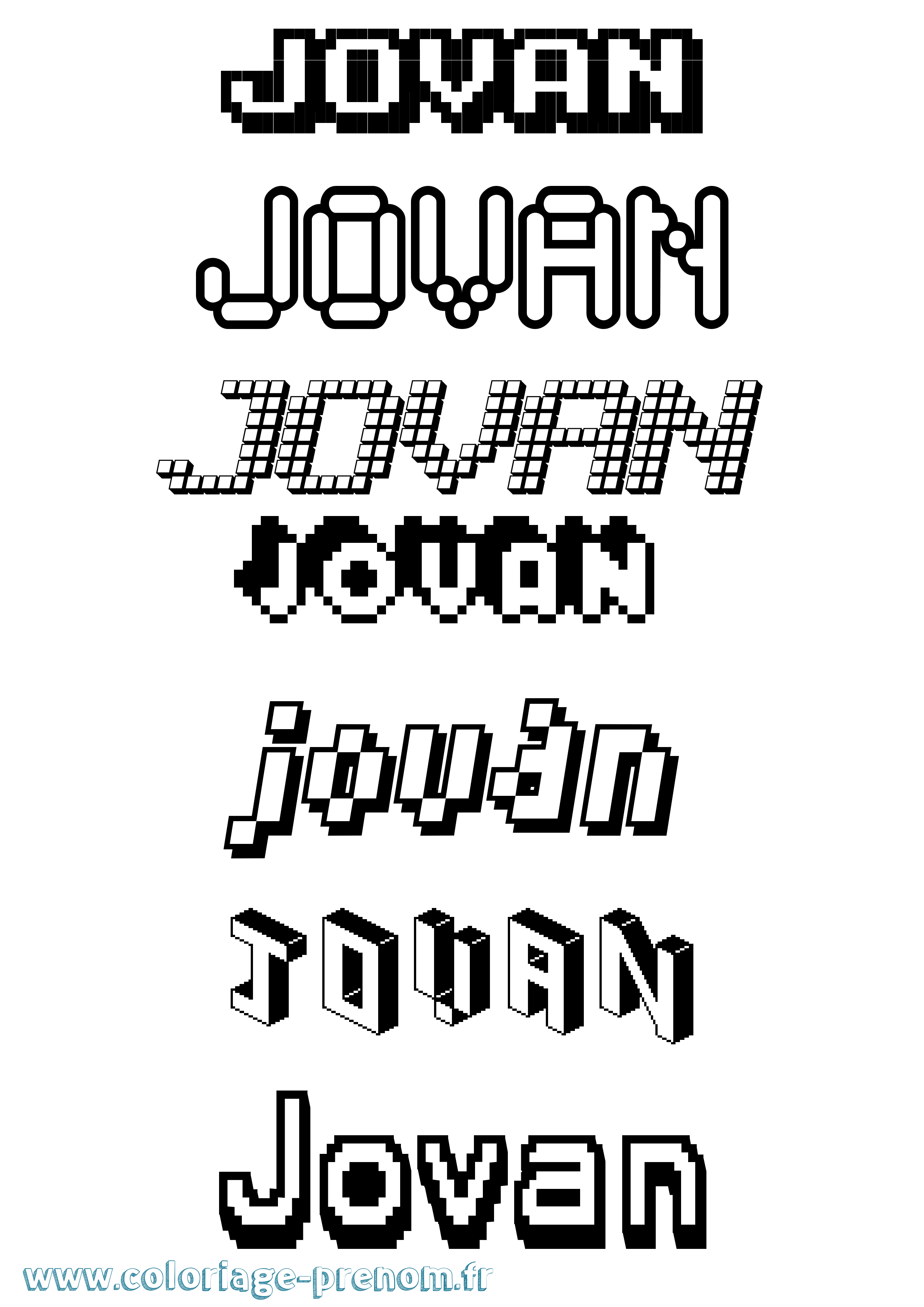 Coloriage Jovan Pixel Coloriage prénom Jovan Pixel