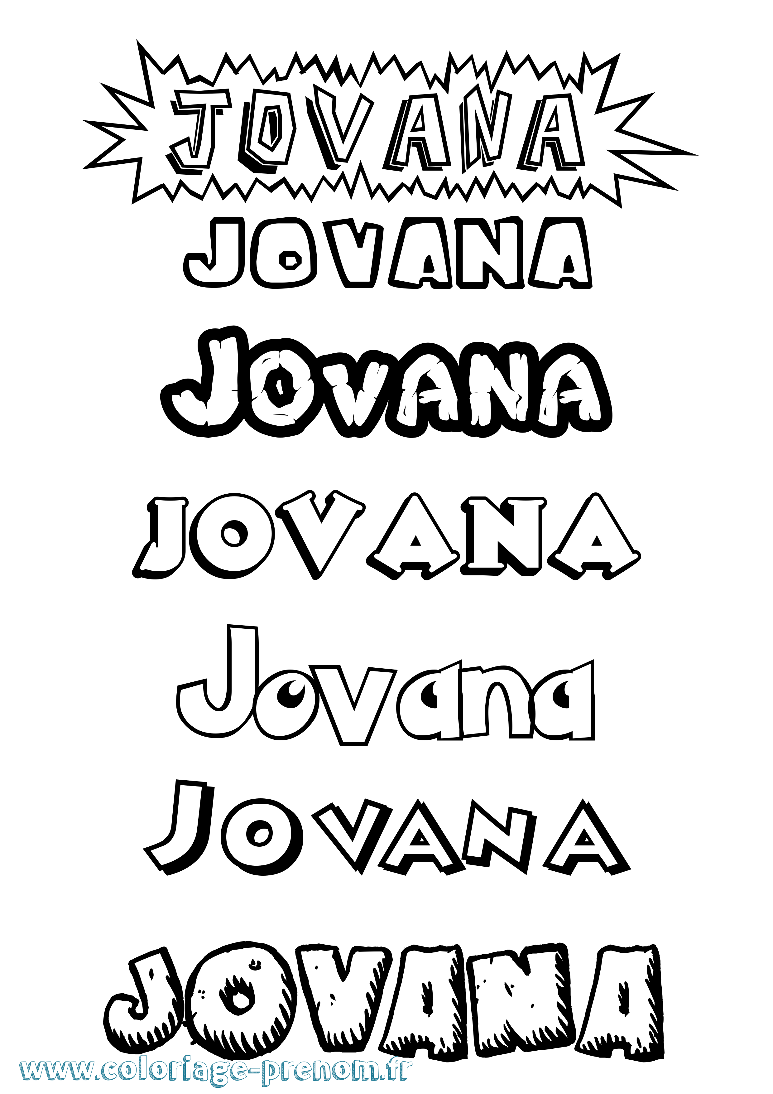Coloriage Jovana Dessin Animé Coloriage prénom Jovana Dessin Animé