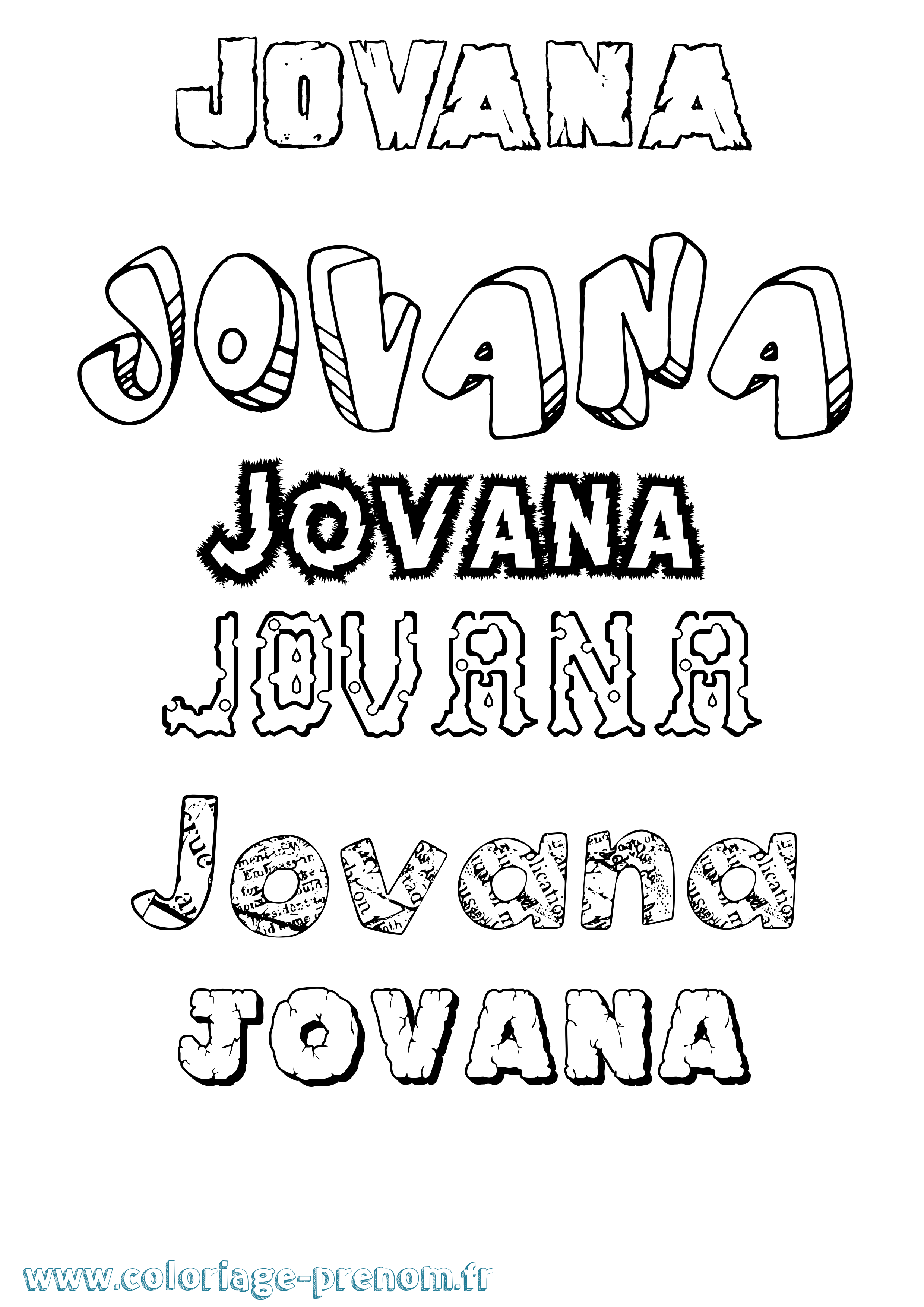 Coloriage Jovana Destructuré Coloriage prénom Jovana Destructuré