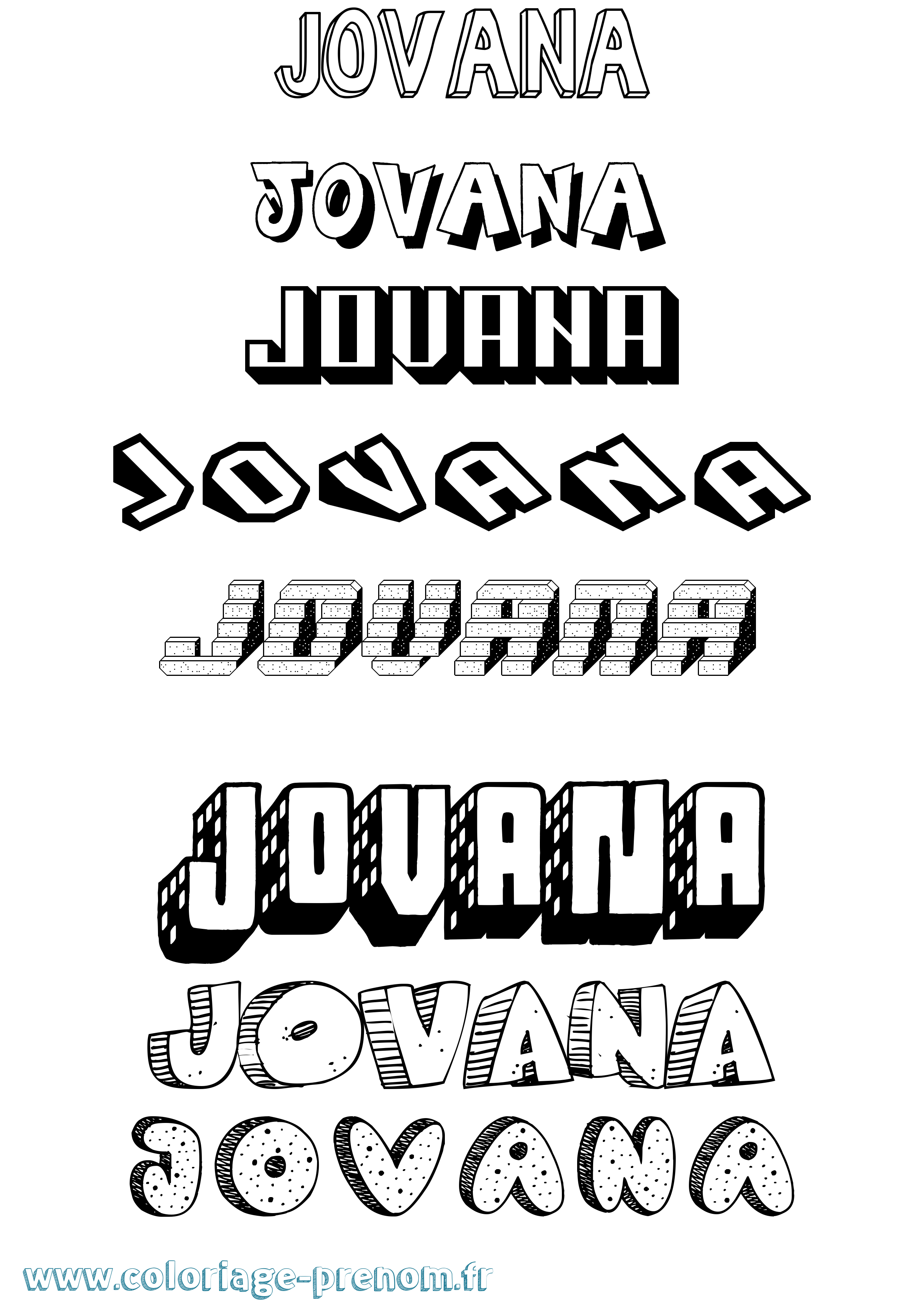 Coloriage Jovana Effet 3D Coloriage prénom Jovana Effet 3D