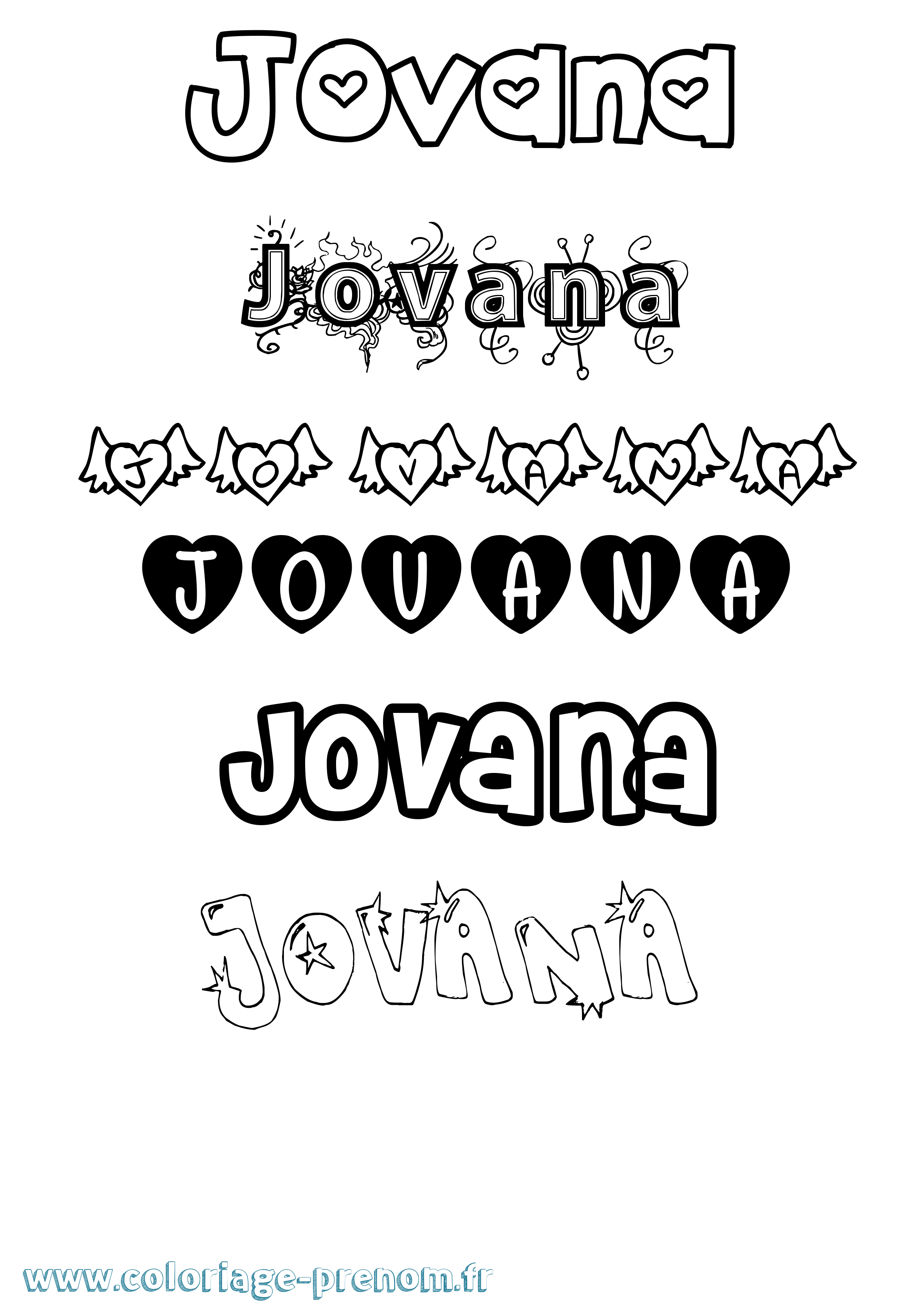 Coloriage Jovana Girly Coloriage prénom Jovana Girly