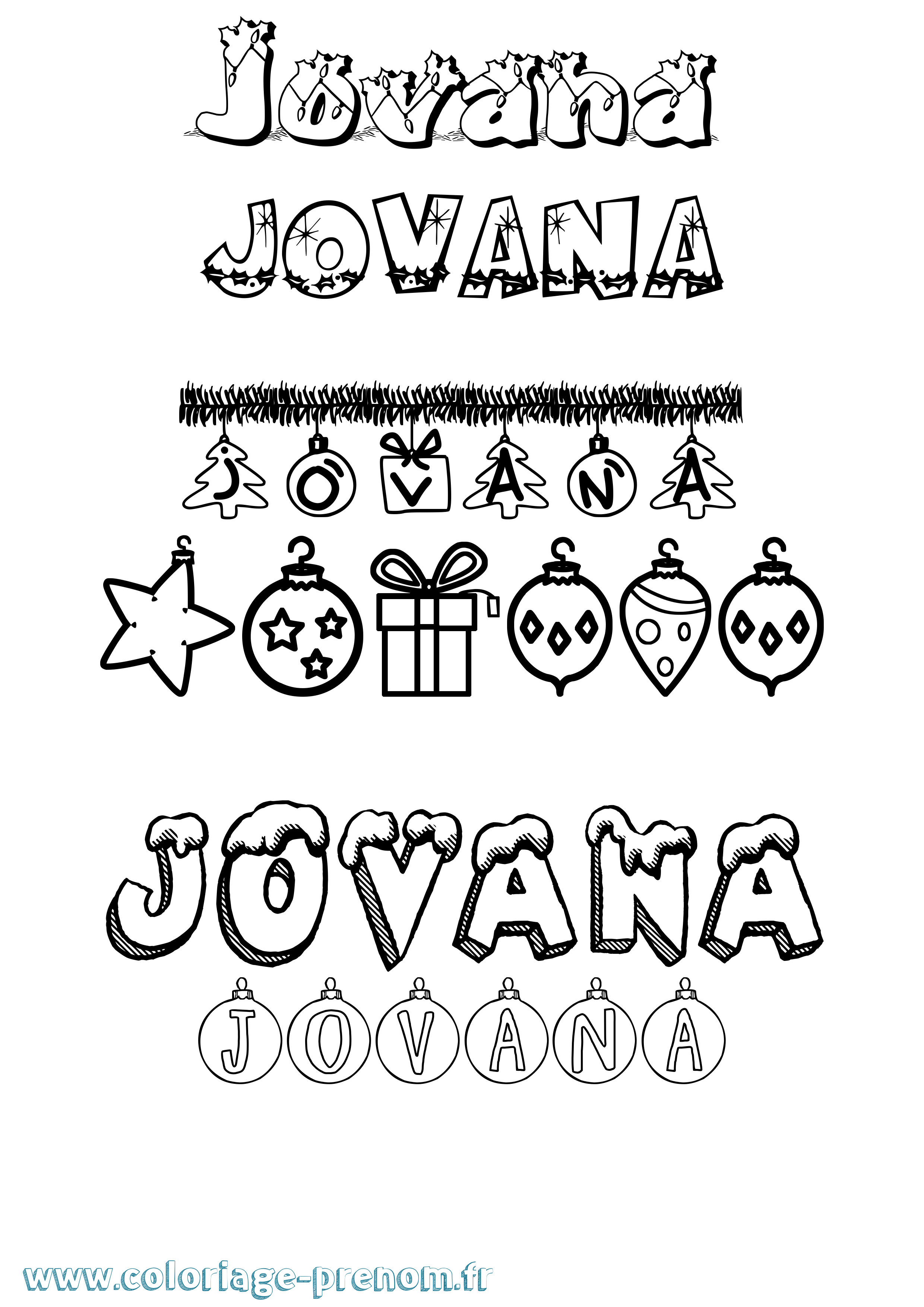 Coloriage Jovana Noël Coloriage prénom Jovana Noël