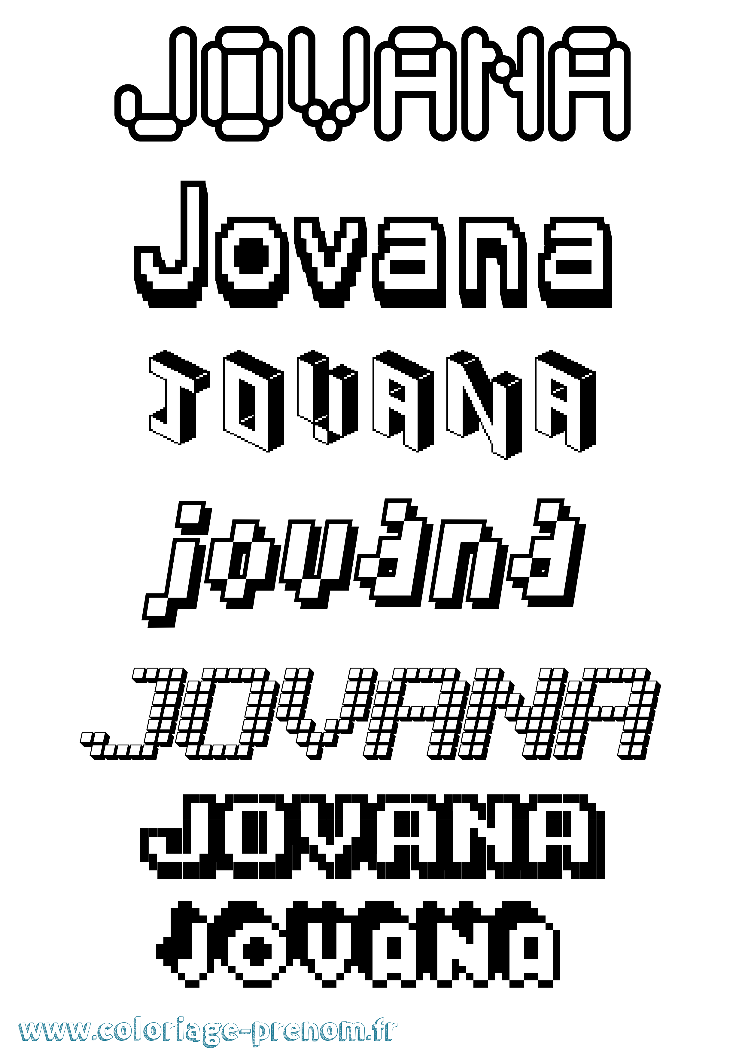 Coloriage Jovana Pixel Coloriage prénom Jovana Pixel
