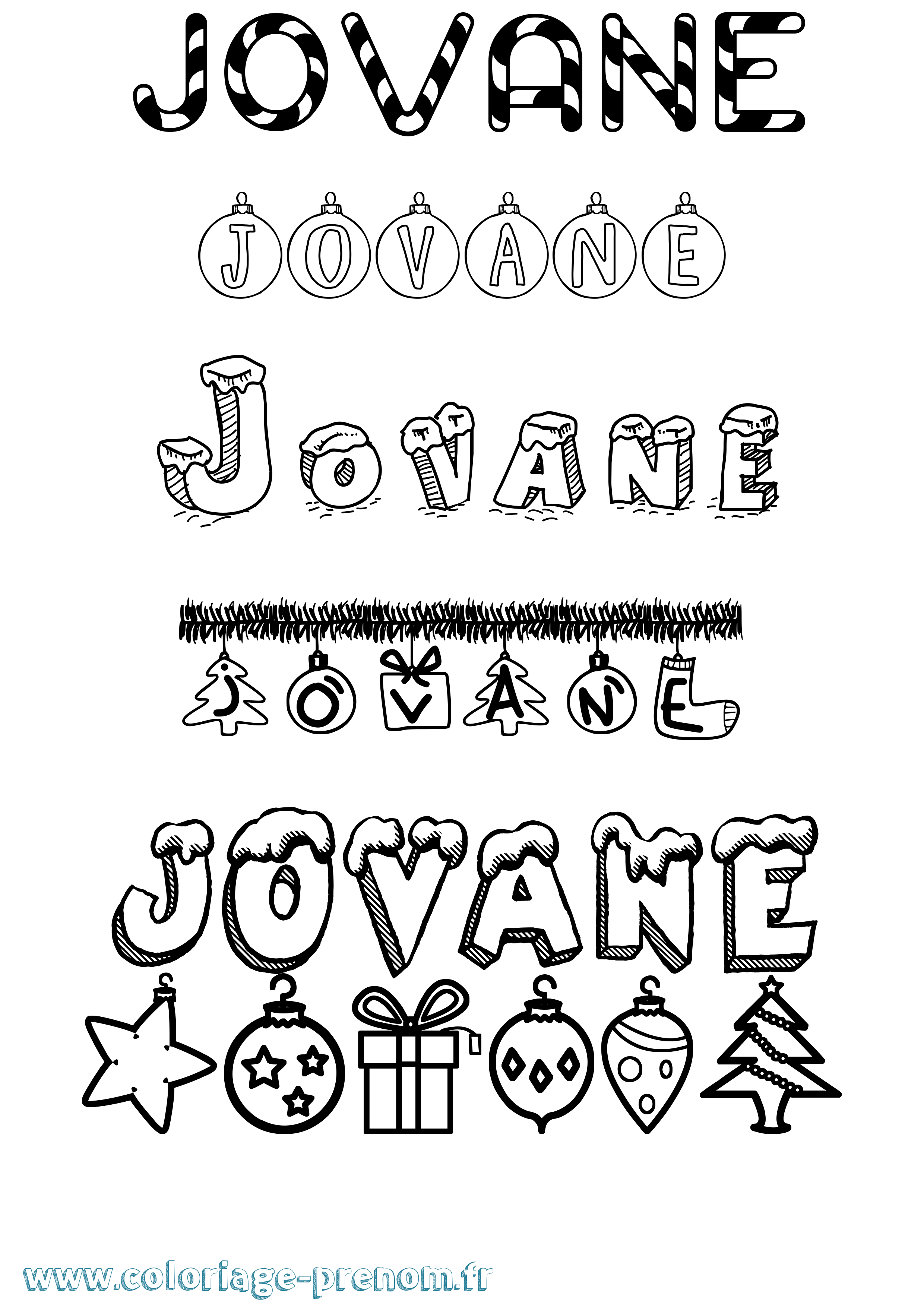 Coloriage Jovane Noël Coloriage prénom Jovane Noël