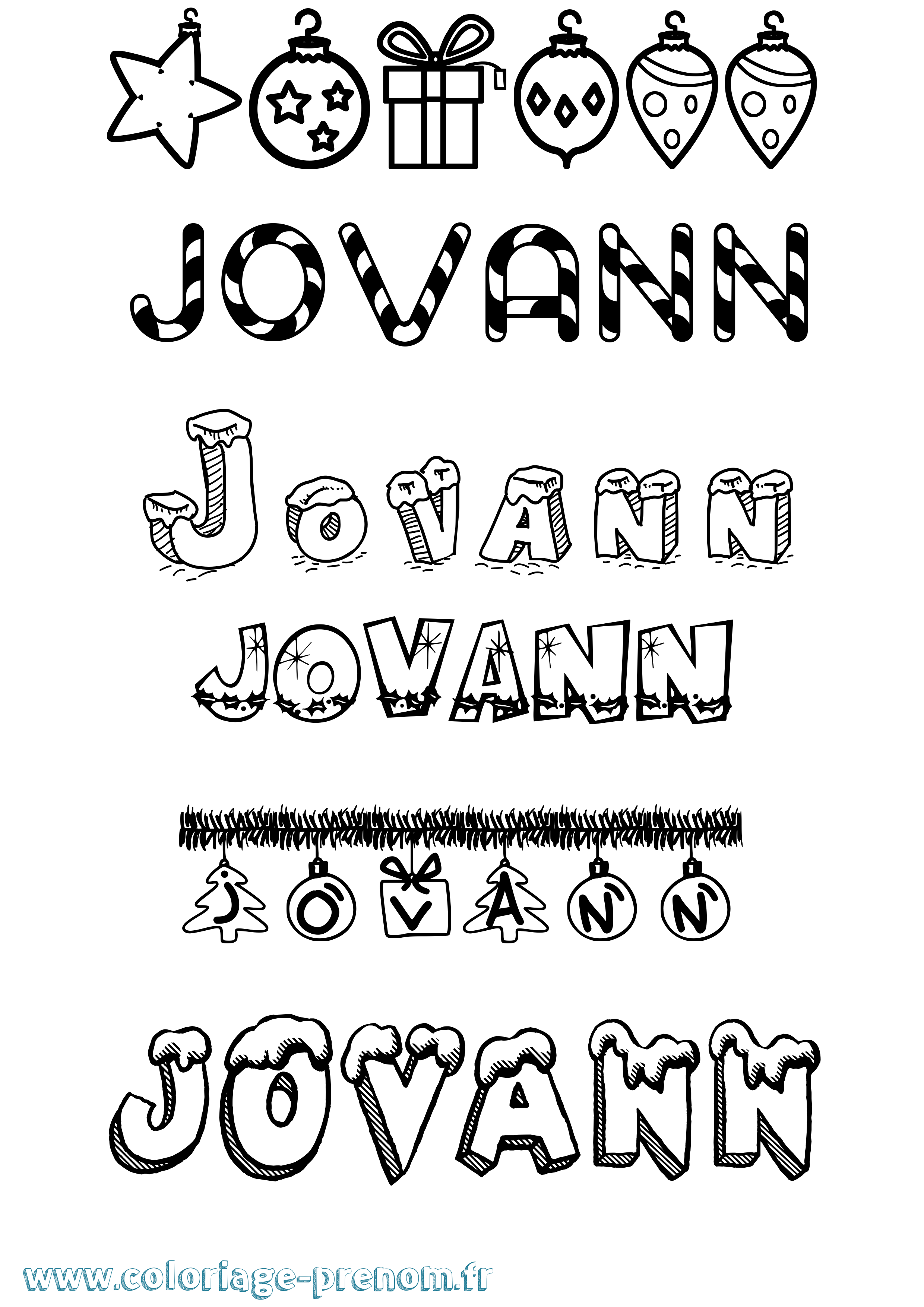 Coloriage Jovann Noël Coloriage prénom Jovann Noël