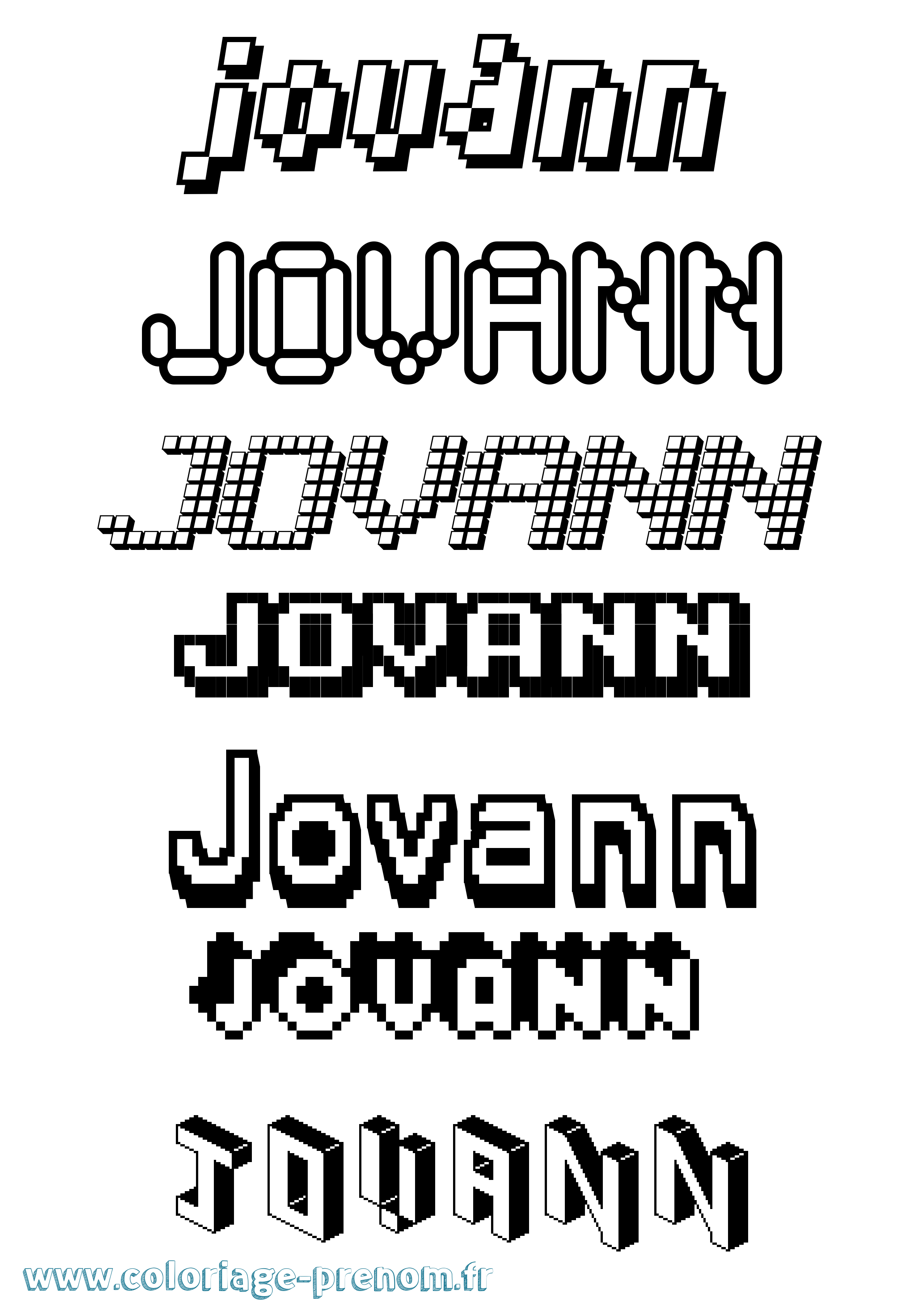 Coloriage Jovann Pixel Coloriage prénom Jovann Pixel