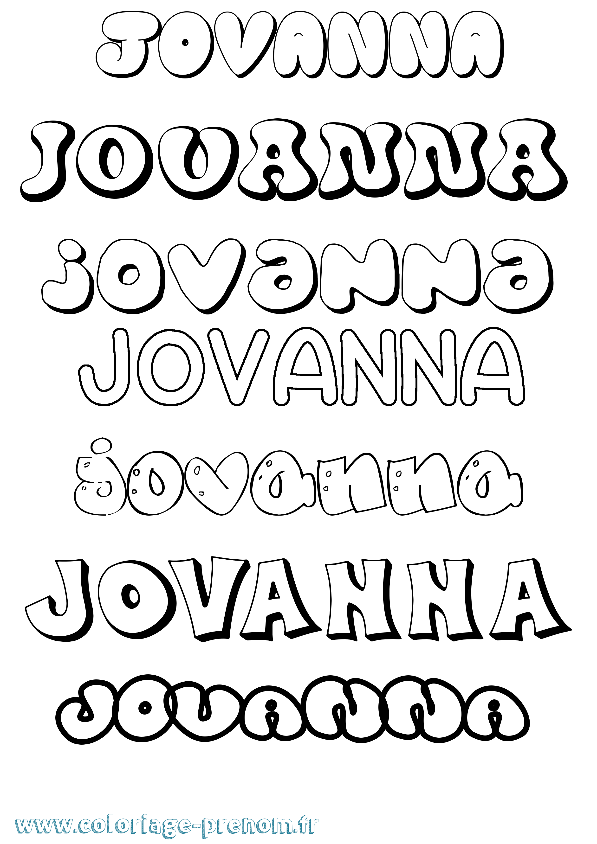 Coloriage Jovanna Bubble Coloriage prénom Jovanna Bubble