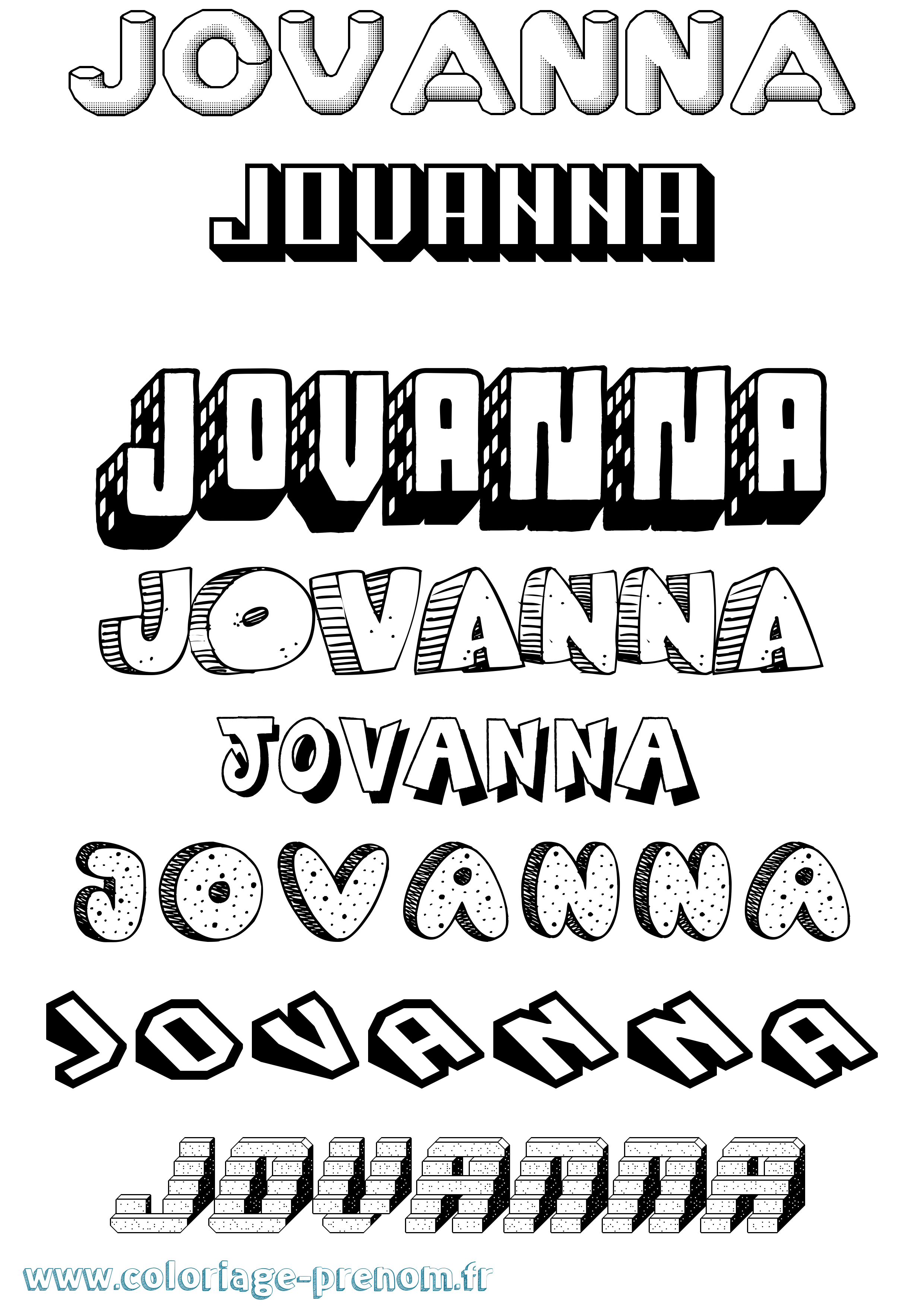 Coloriage Jovanna Effet 3D Coloriage prénom Jovanna Effet 3D
