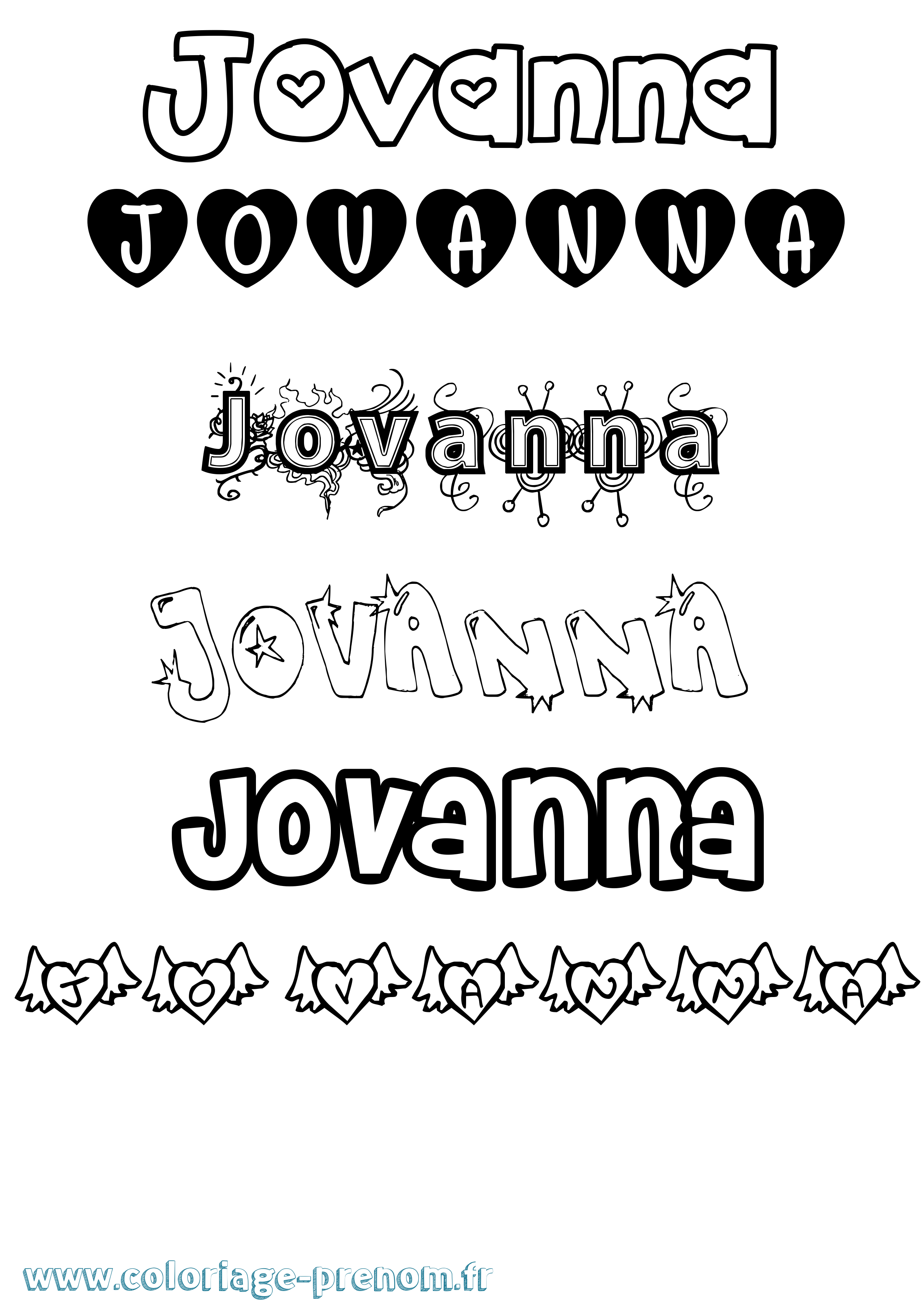 Coloriage Jovanna Girly Coloriage prénom Jovanna Girly