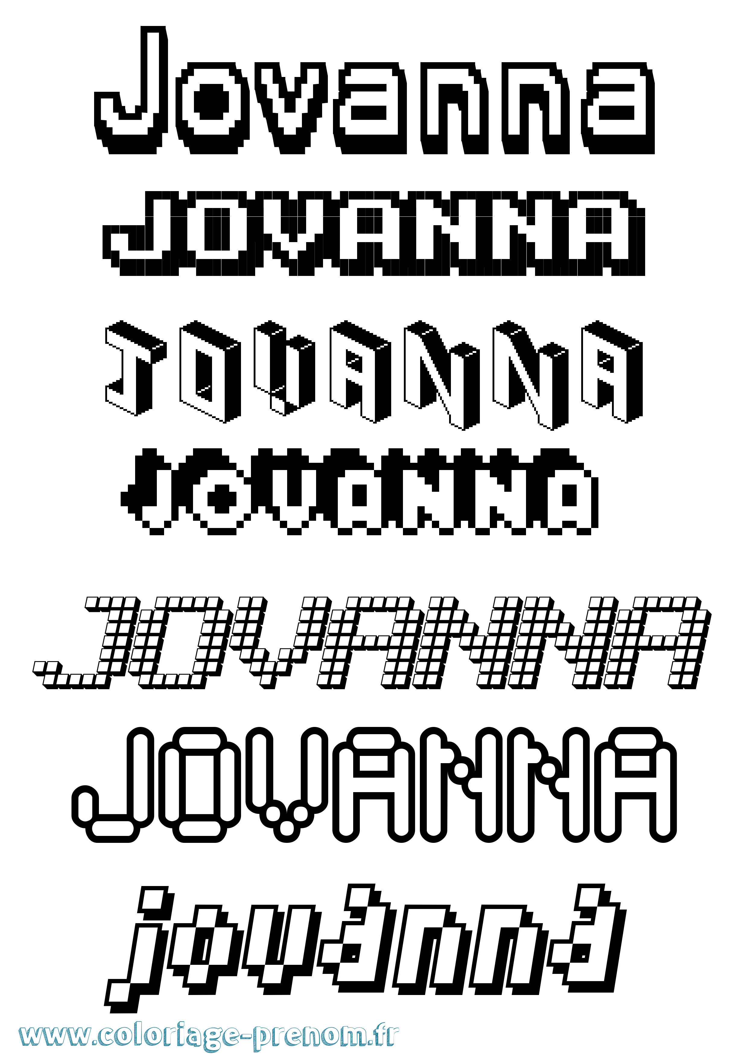 Coloriage Jovanna Pixel Coloriage prénom Jovanna Pixel