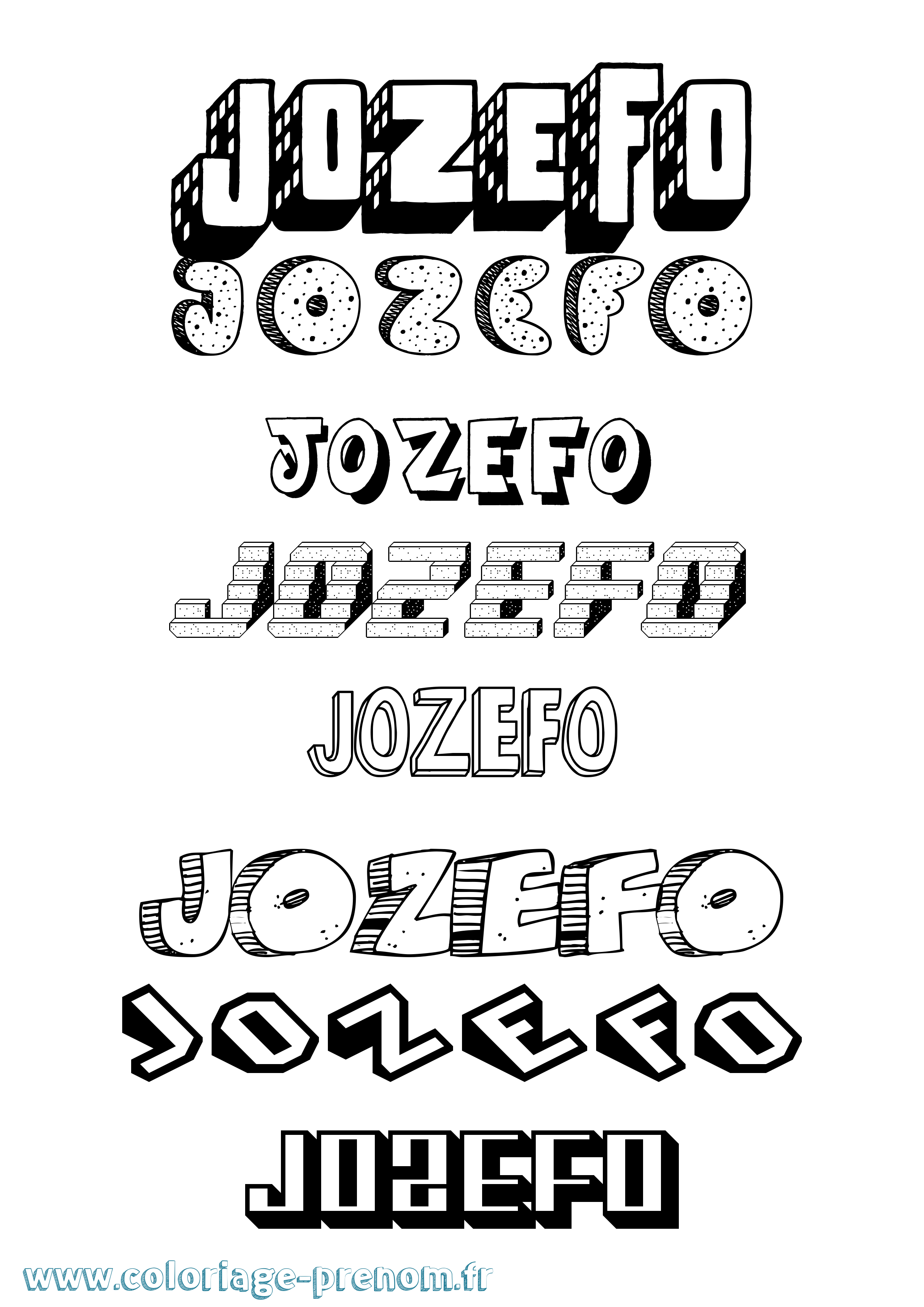 Coloriage Jozefo Effet 3D Coloriage prénom Jozefo Effet 3D