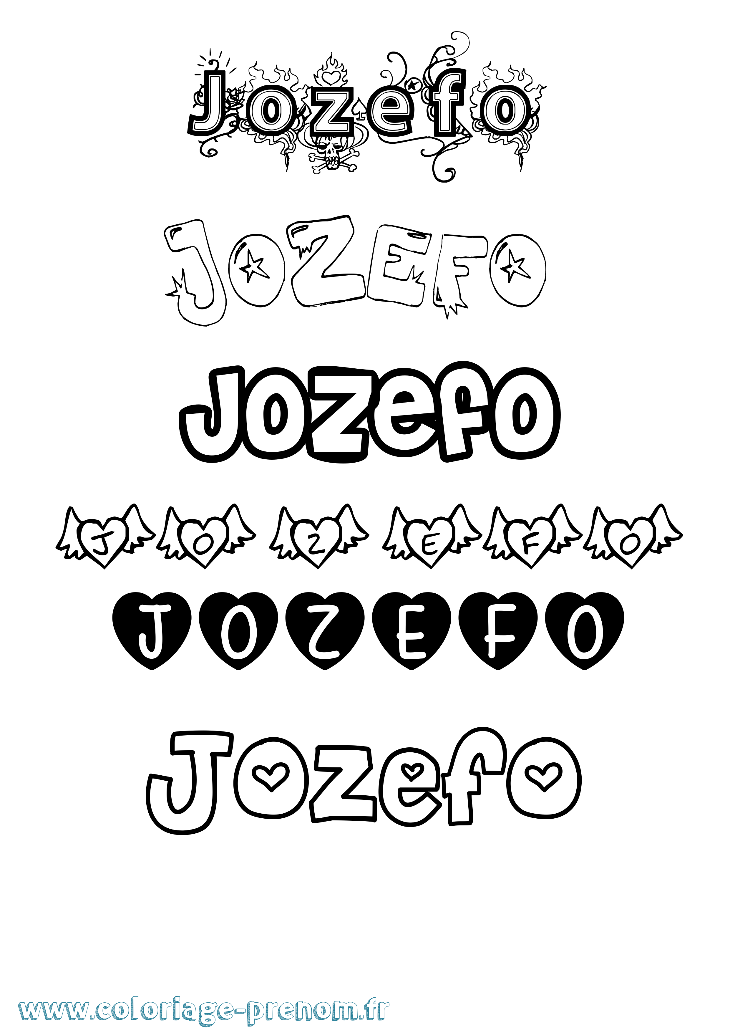 Coloriage Jozefo Girly Coloriage prénom Jozefo Girly