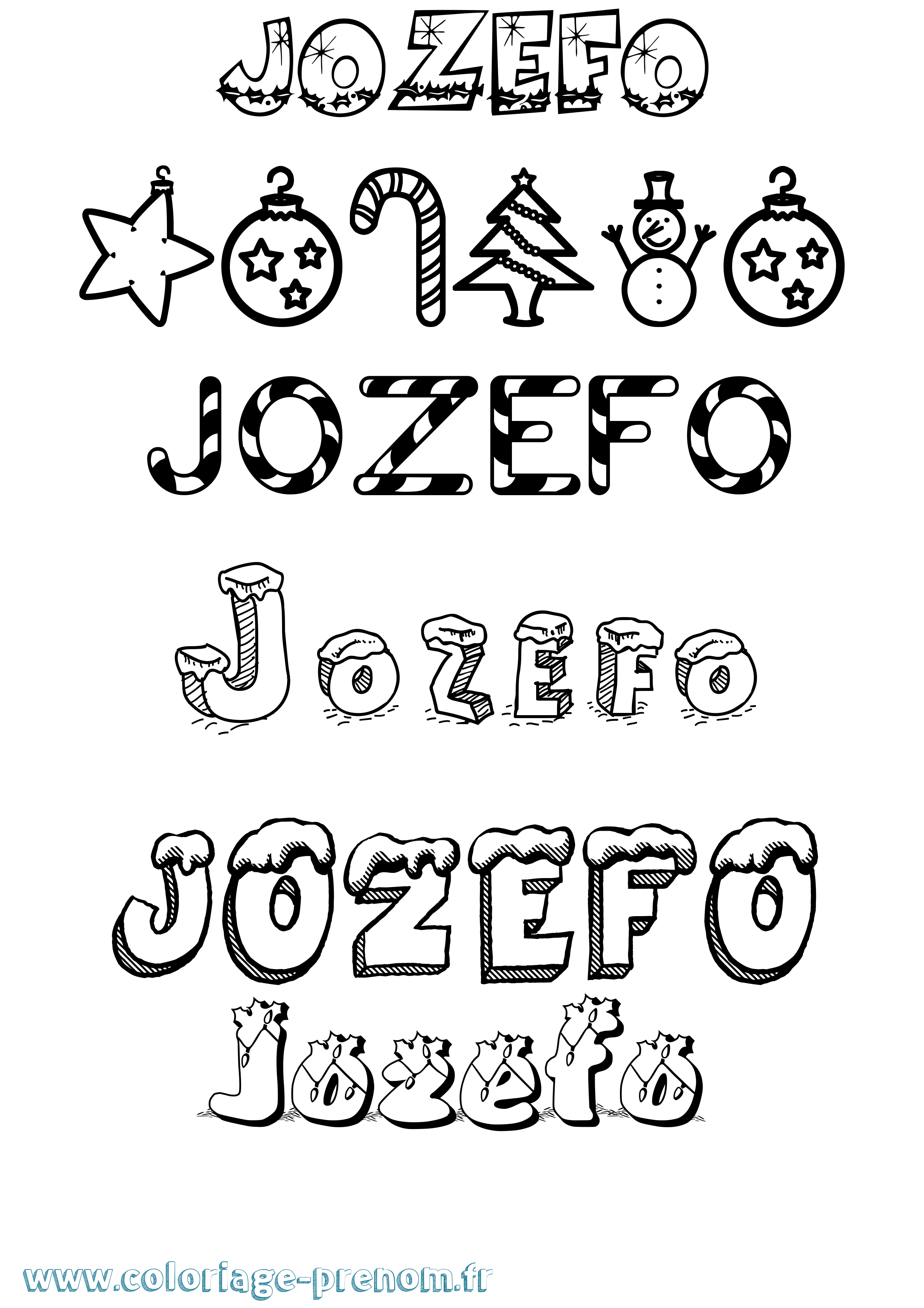 Coloriage Jozefo Noël Coloriage prénom Jozefo Noël