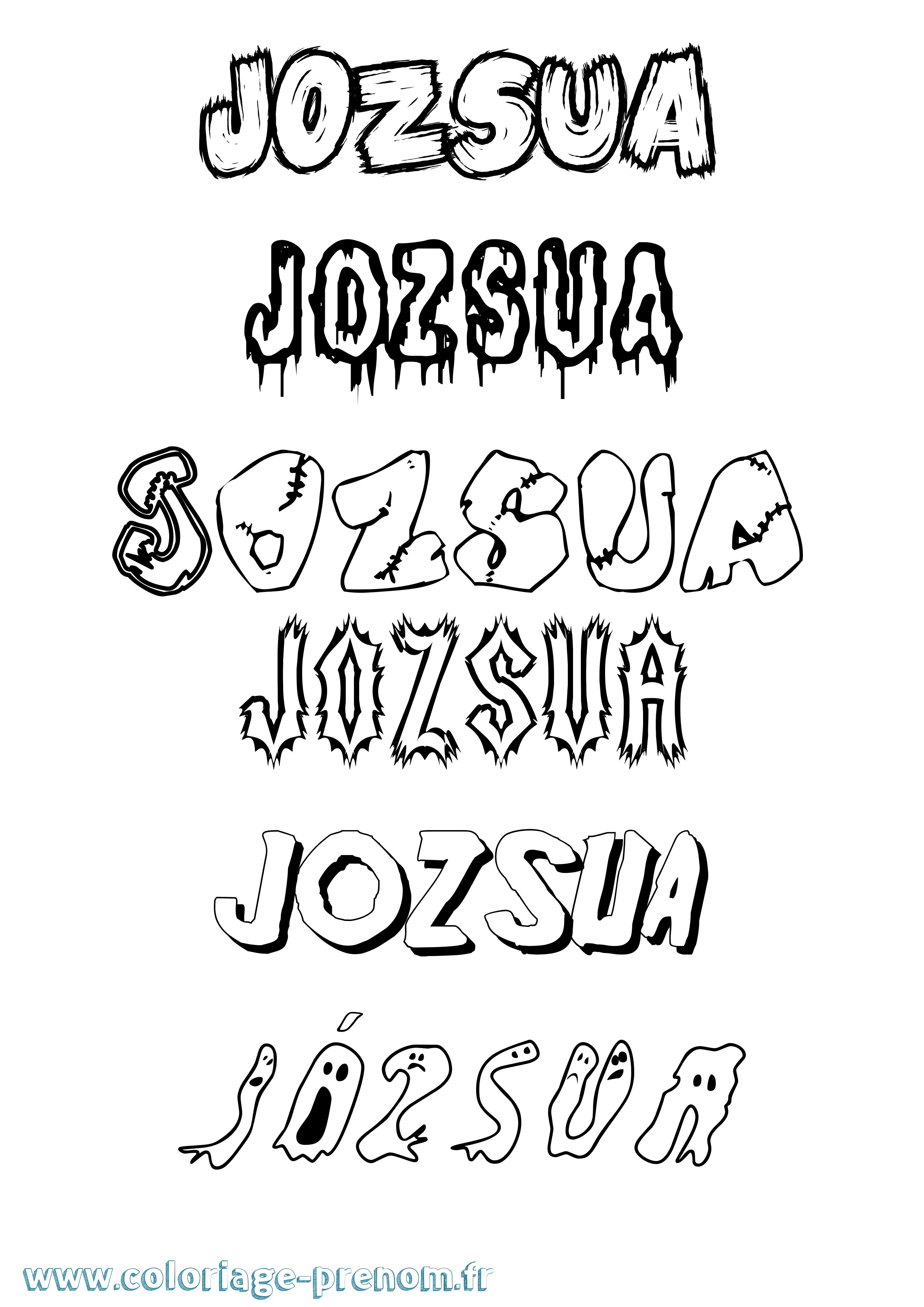 Coloriage Józsua Frisson Coloriage prénom Józsua Frisson