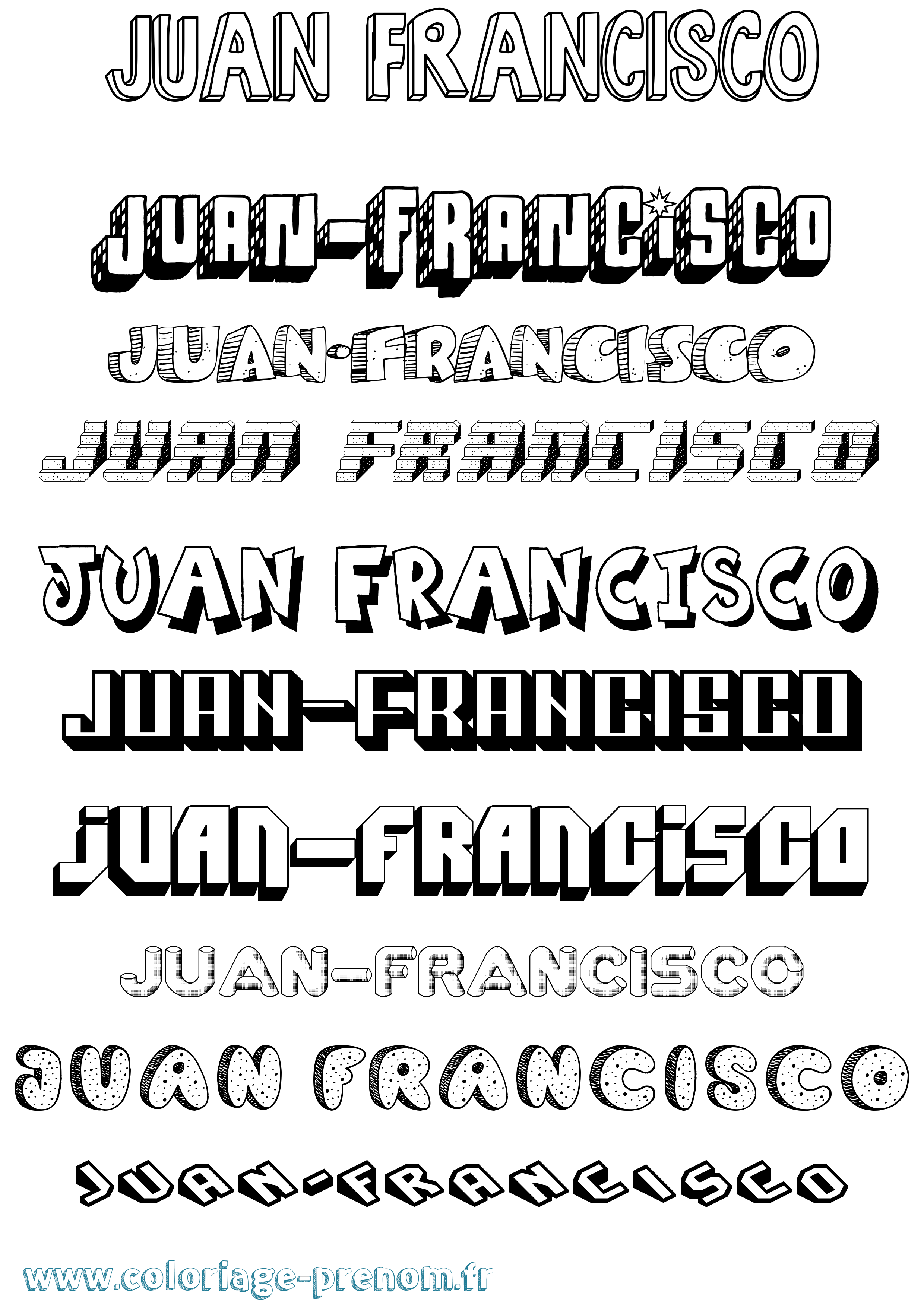 Coloriage Juan-Francisco Effet 3D Coloriage prénom Juan-Francisco Effet 3D