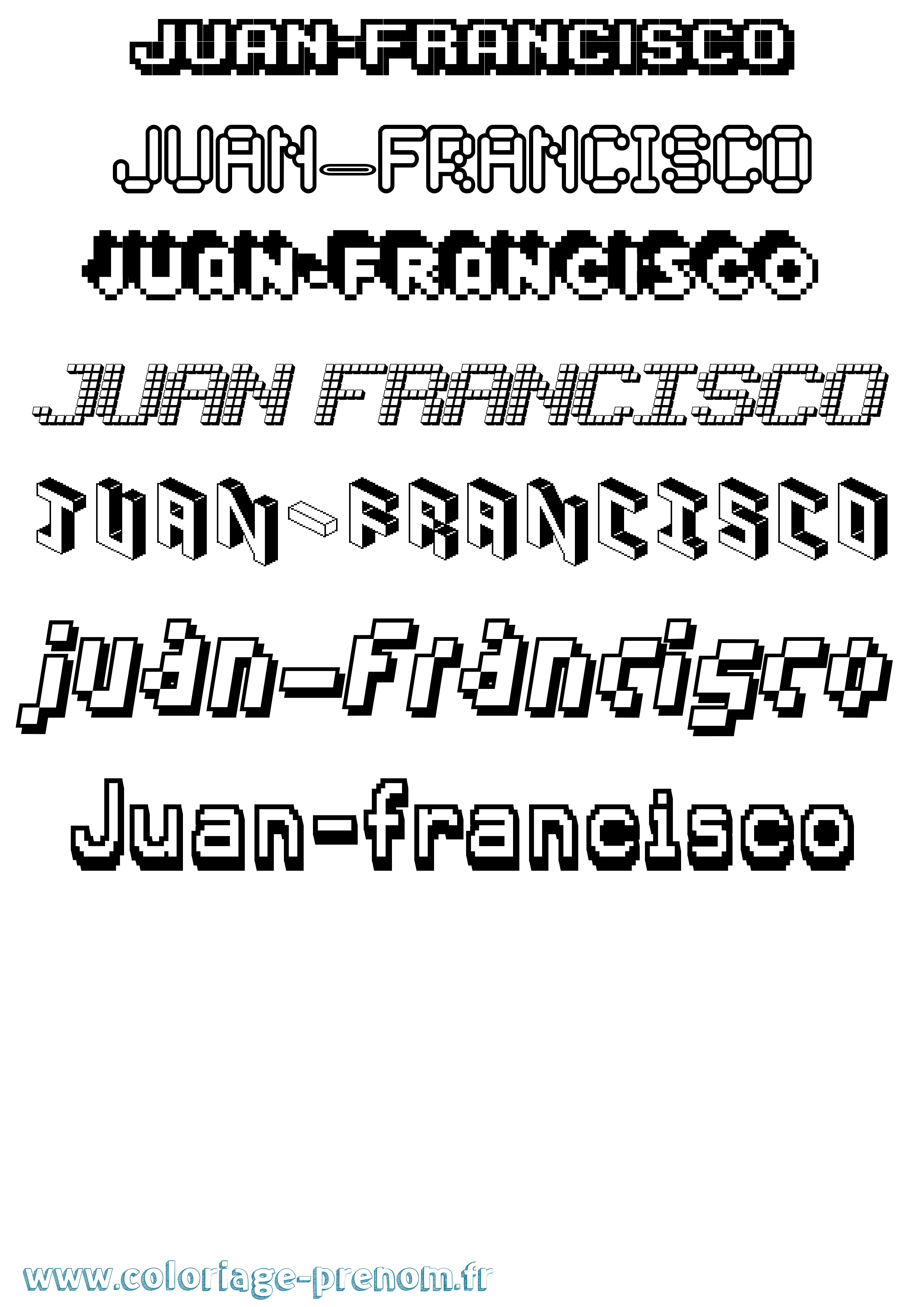 Coloriage Juan-Francisco Pixel Coloriage prénom Juan-Francisco Pixel