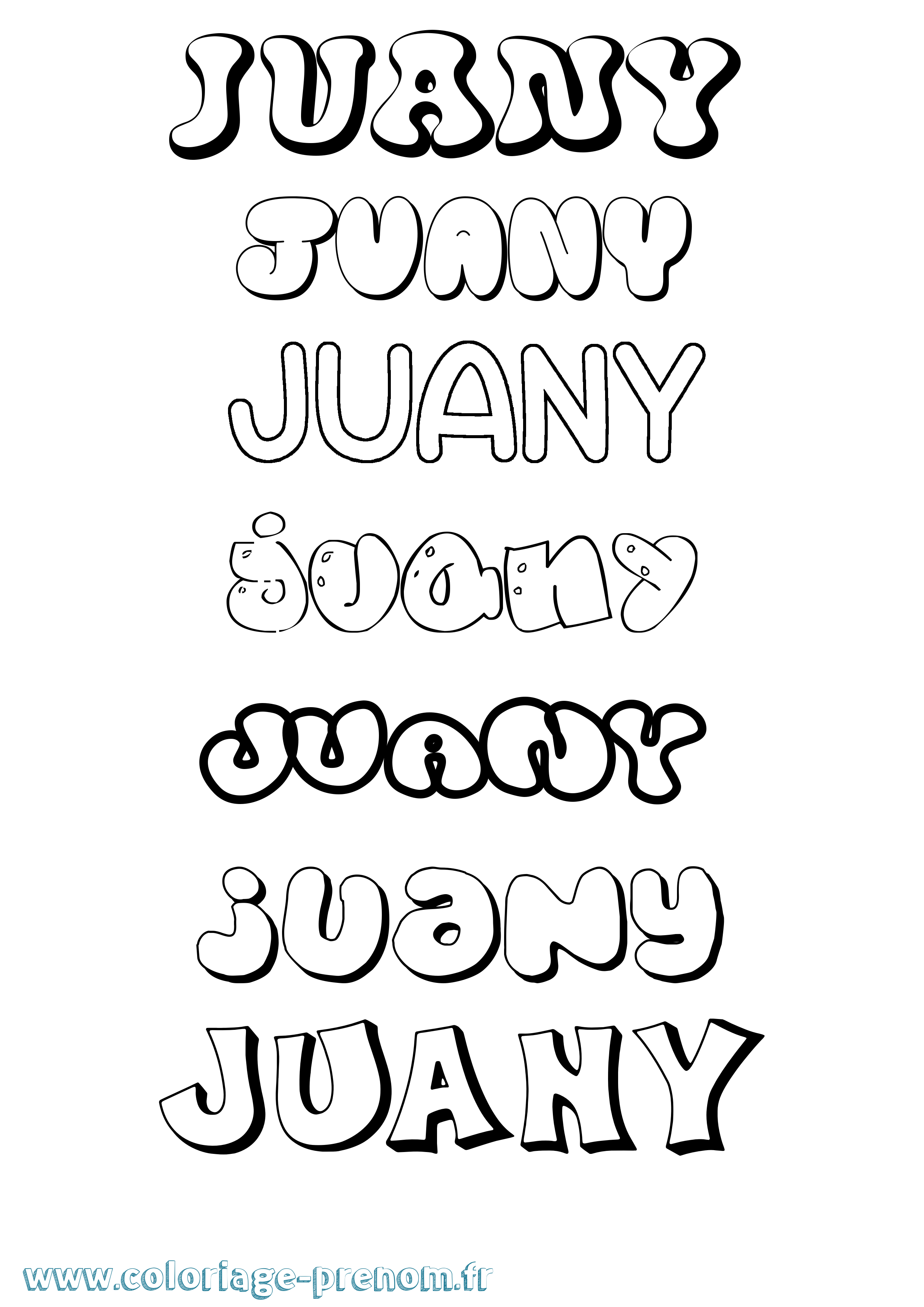 Coloriage Juany Bubble Coloriage prénom Juany Bubble