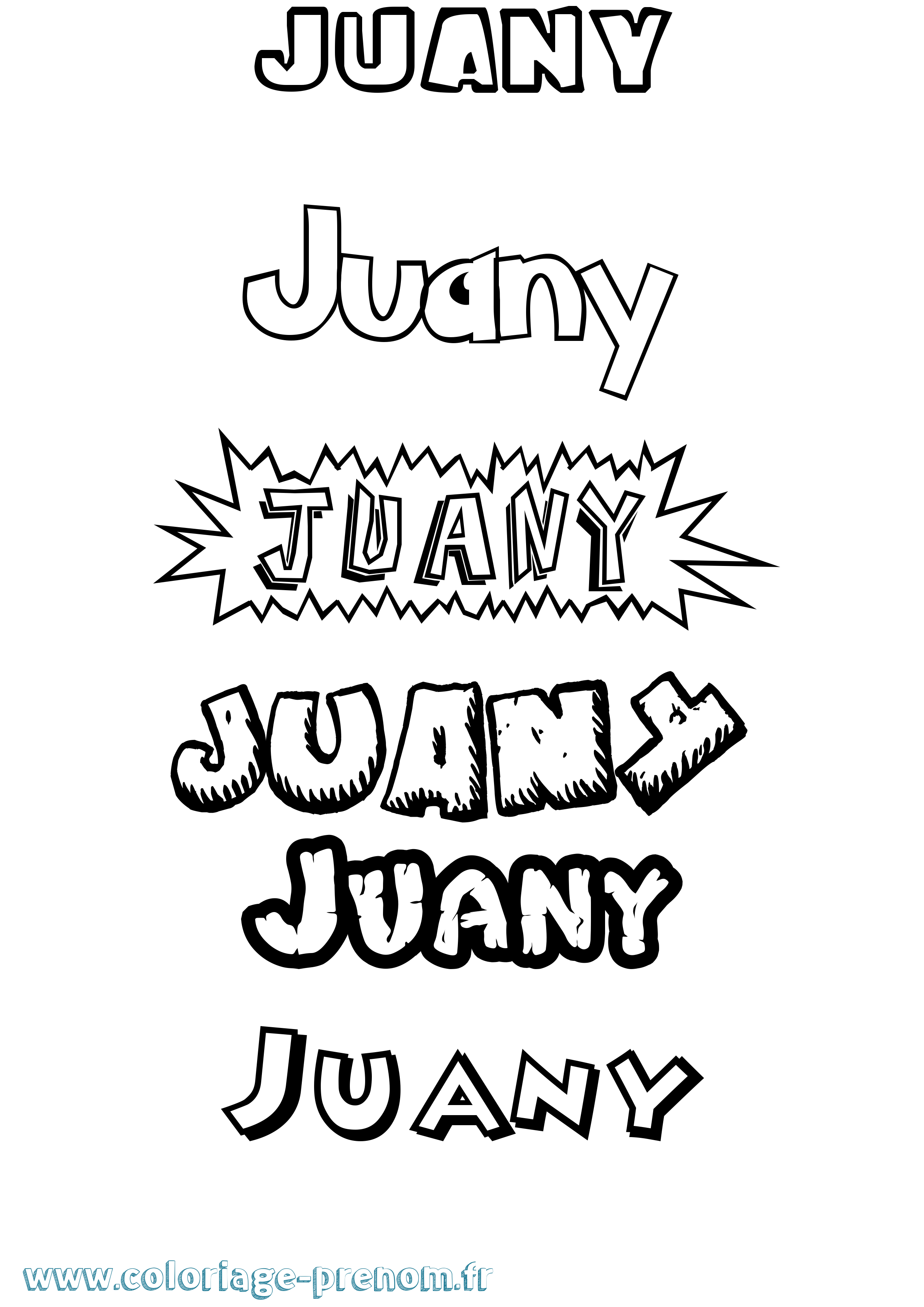 Coloriage Juany Dessin Animé Coloriage prénom Juany Dessin Animé