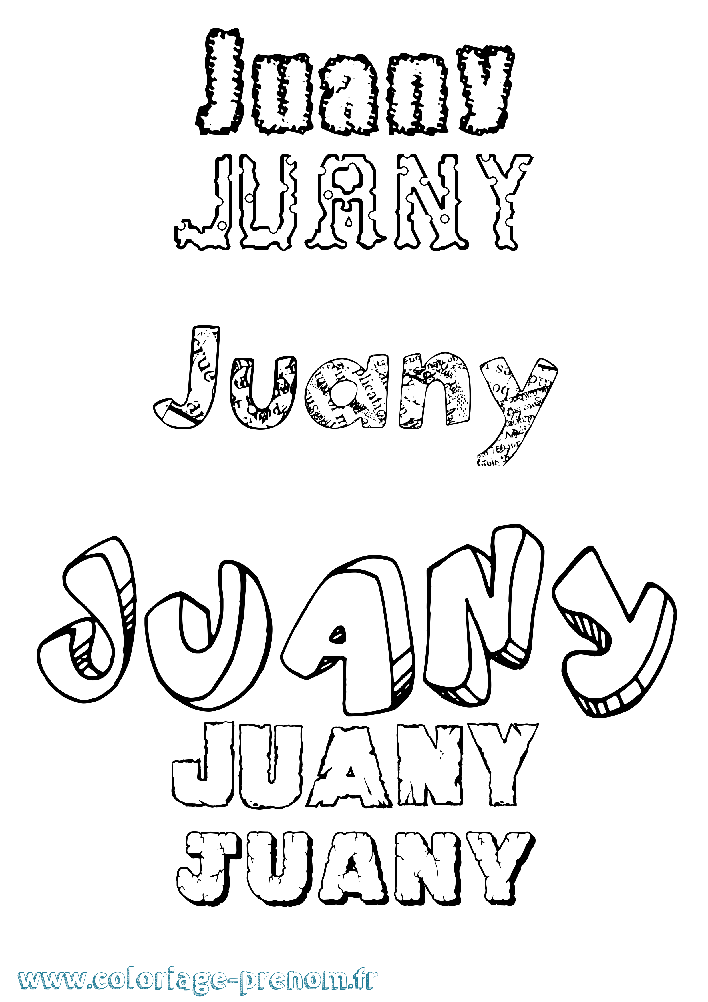 Coloriage Juany Destructuré Coloriage prénom Juany Destructuré