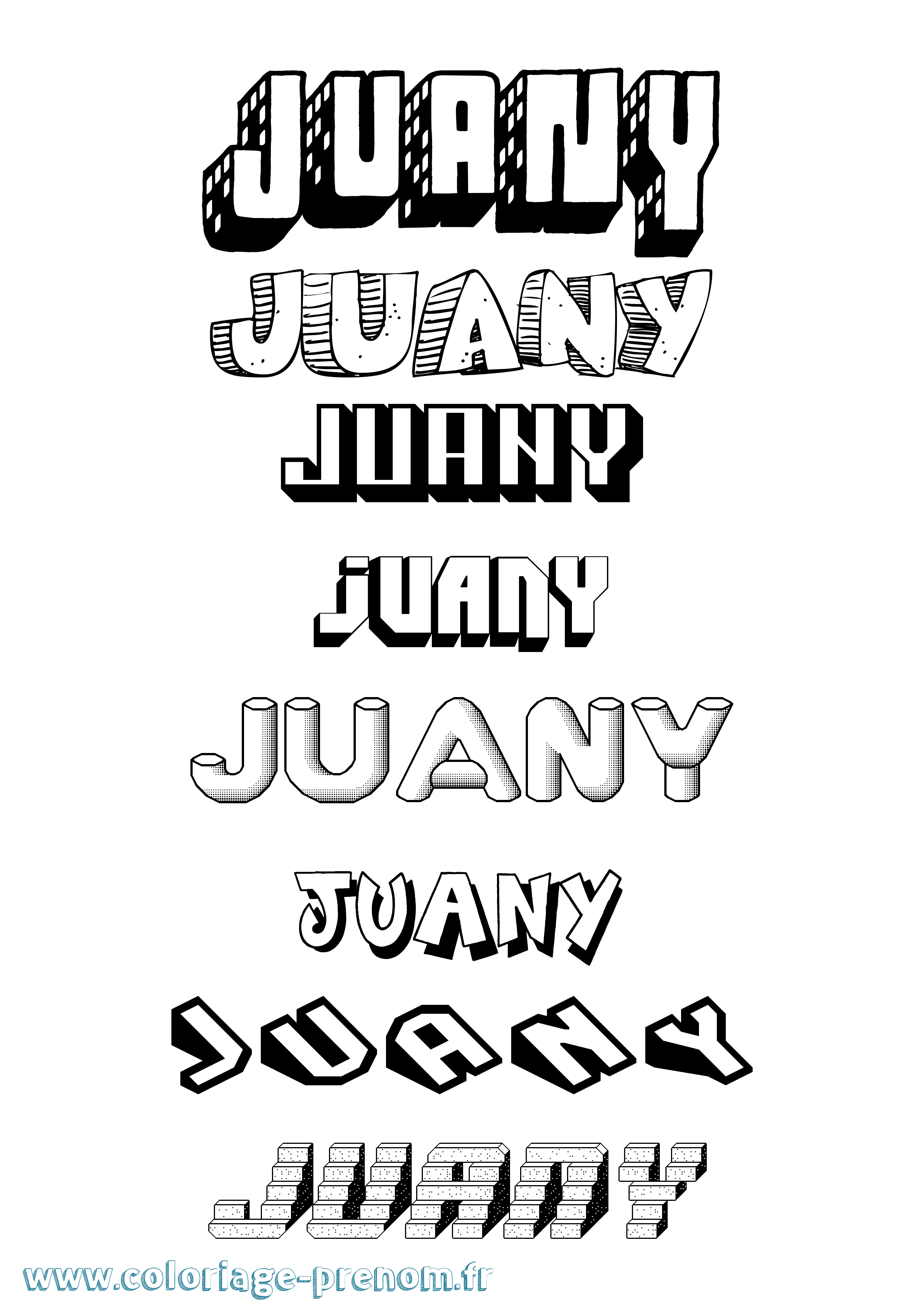 Coloriage Juany Effet 3D Coloriage prénom Juany Effet 3D
