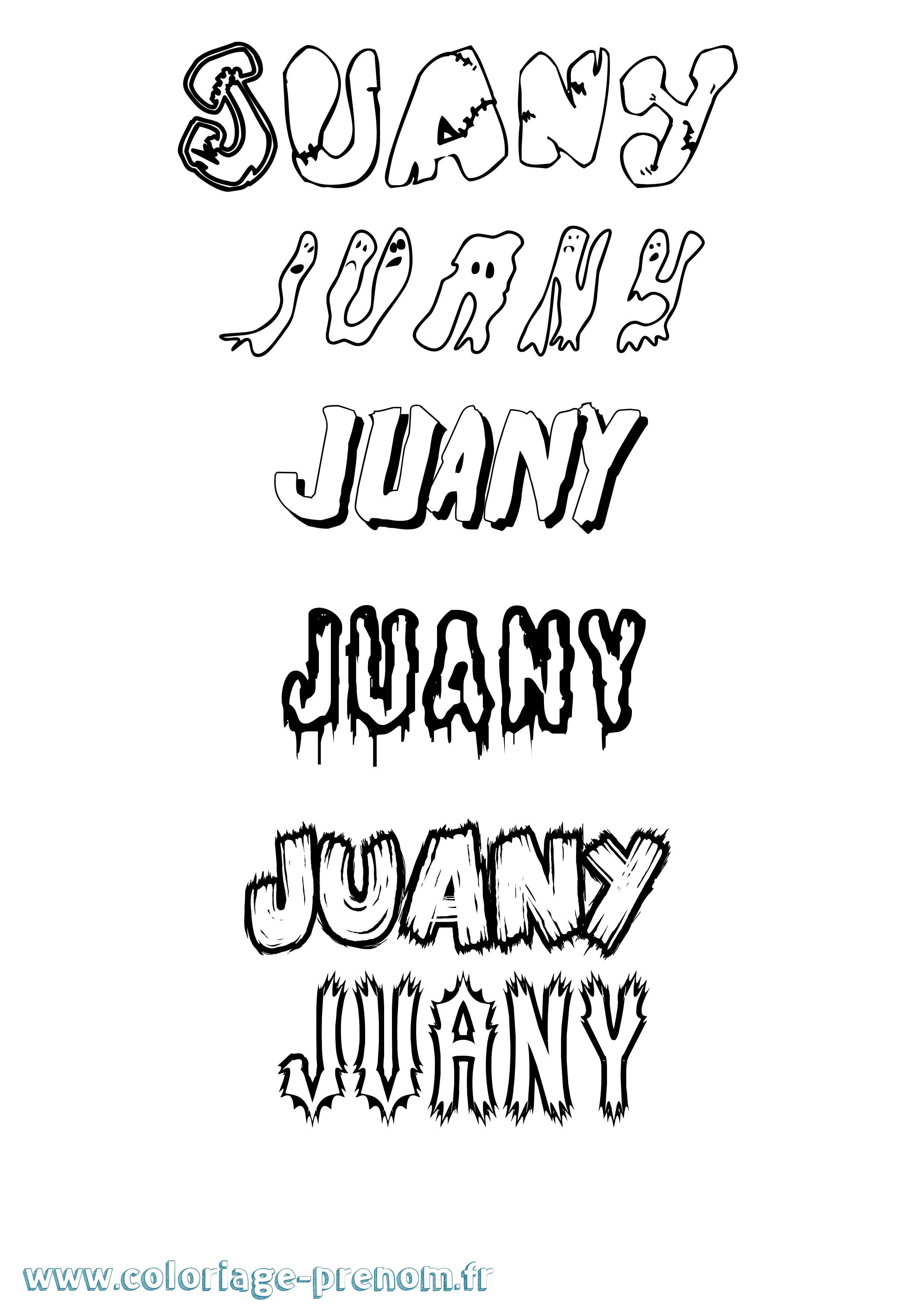 Coloriage Juany Frisson Coloriage prénom Juany Frisson