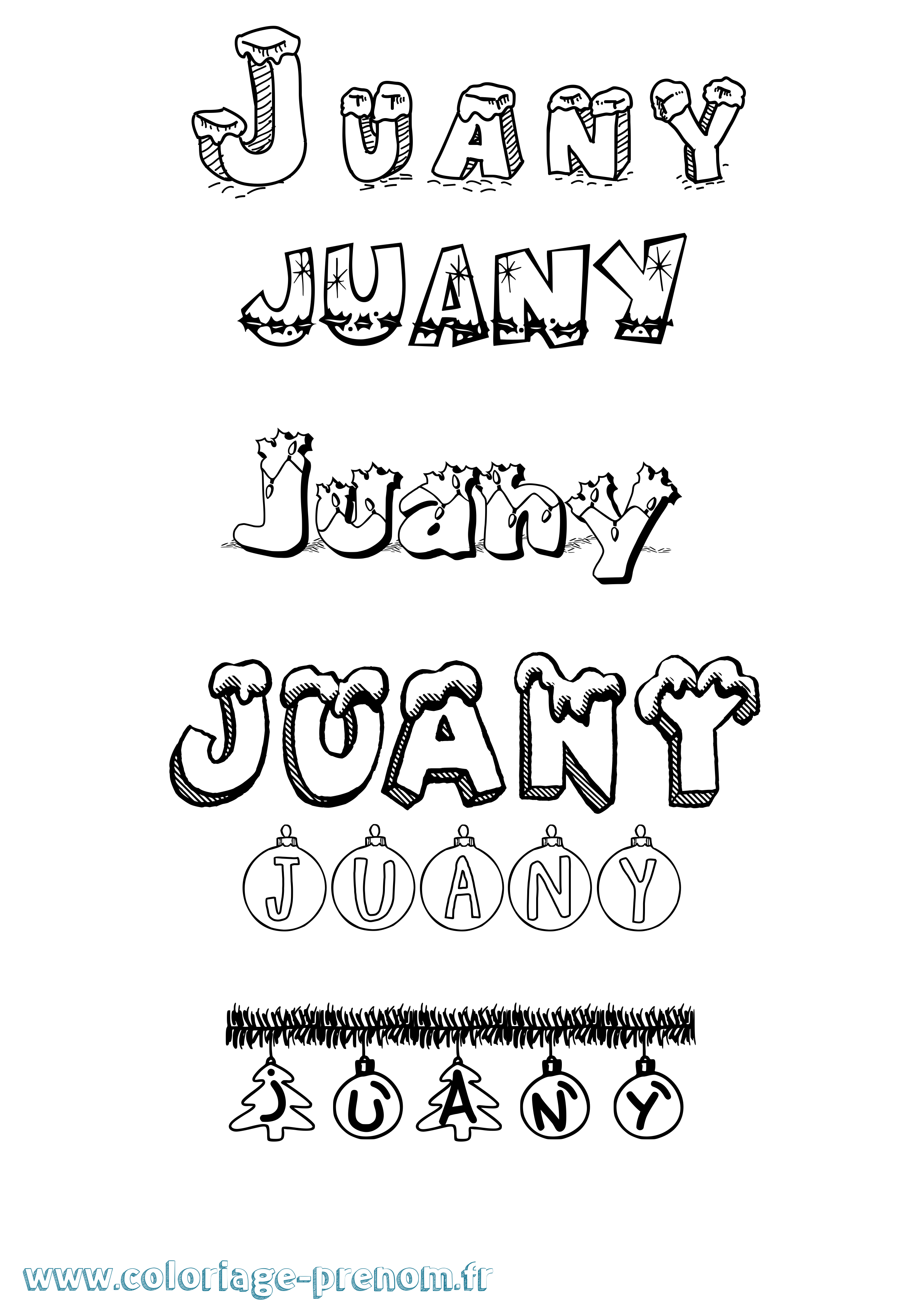 Coloriage Juany Noël Coloriage prénom Juany Noël