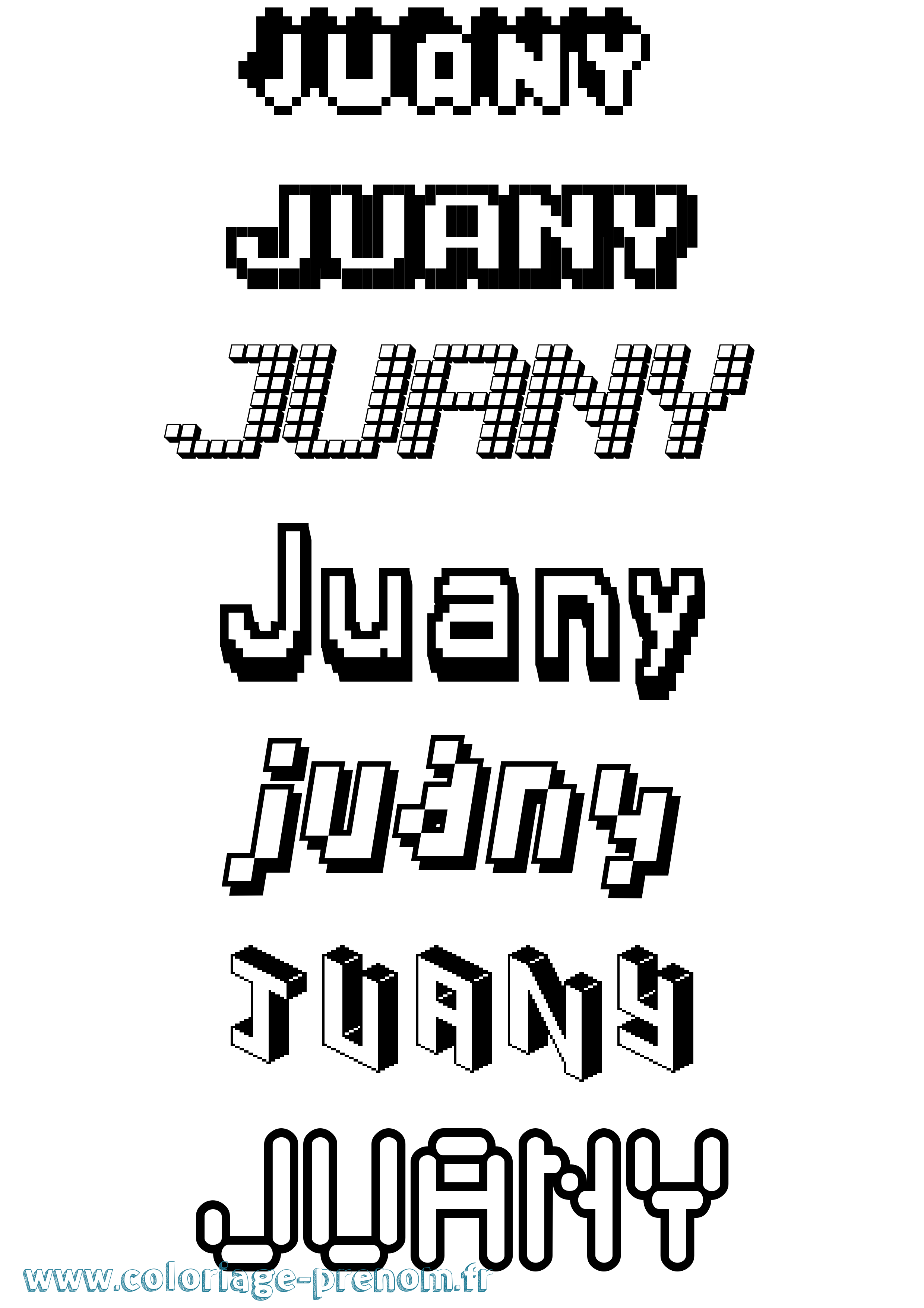 Coloriage Juany Pixel Coloriage prénom Juany Pixel