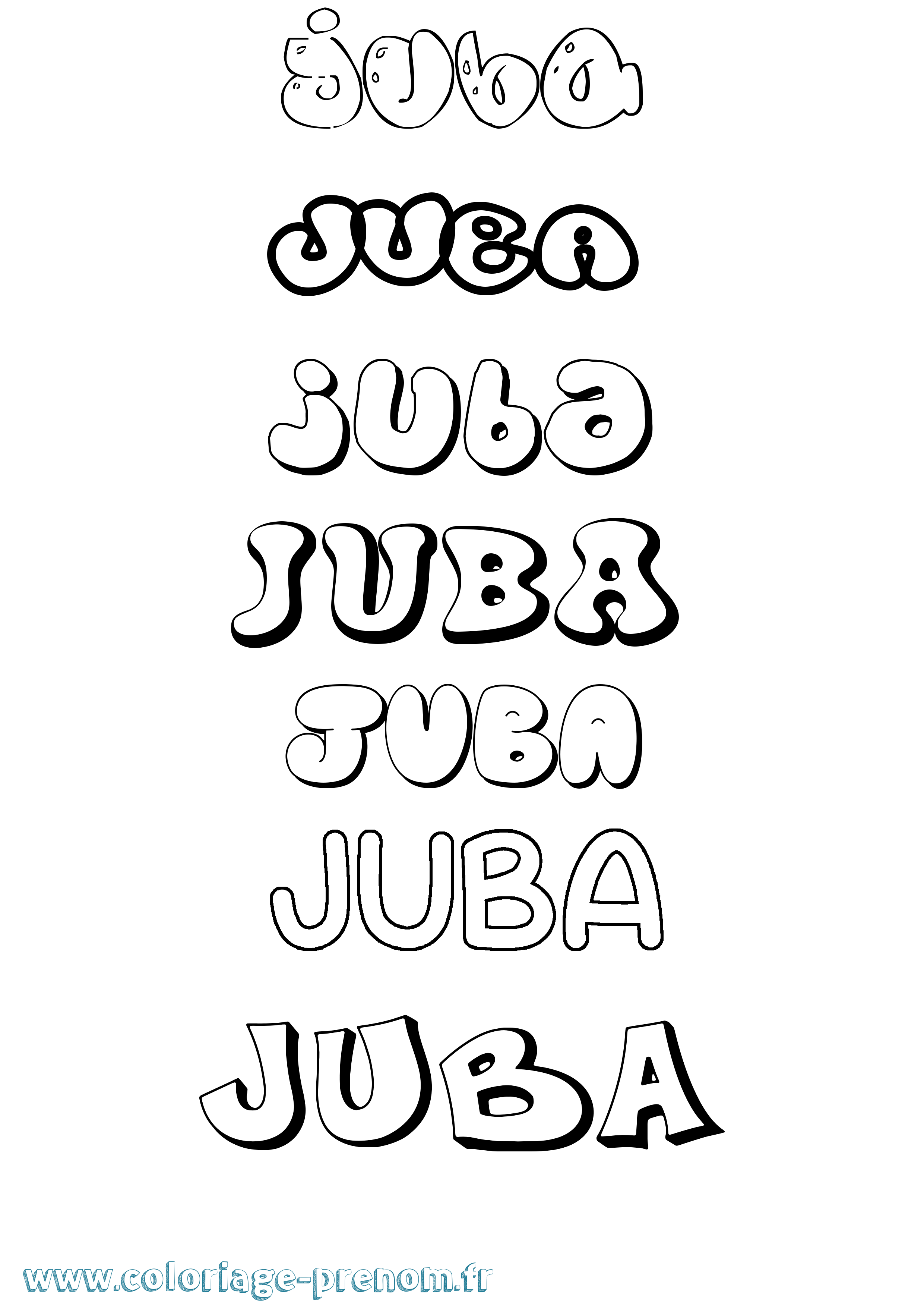 Coloriage Juba Bubble Coloriage prénom Juba Bubble