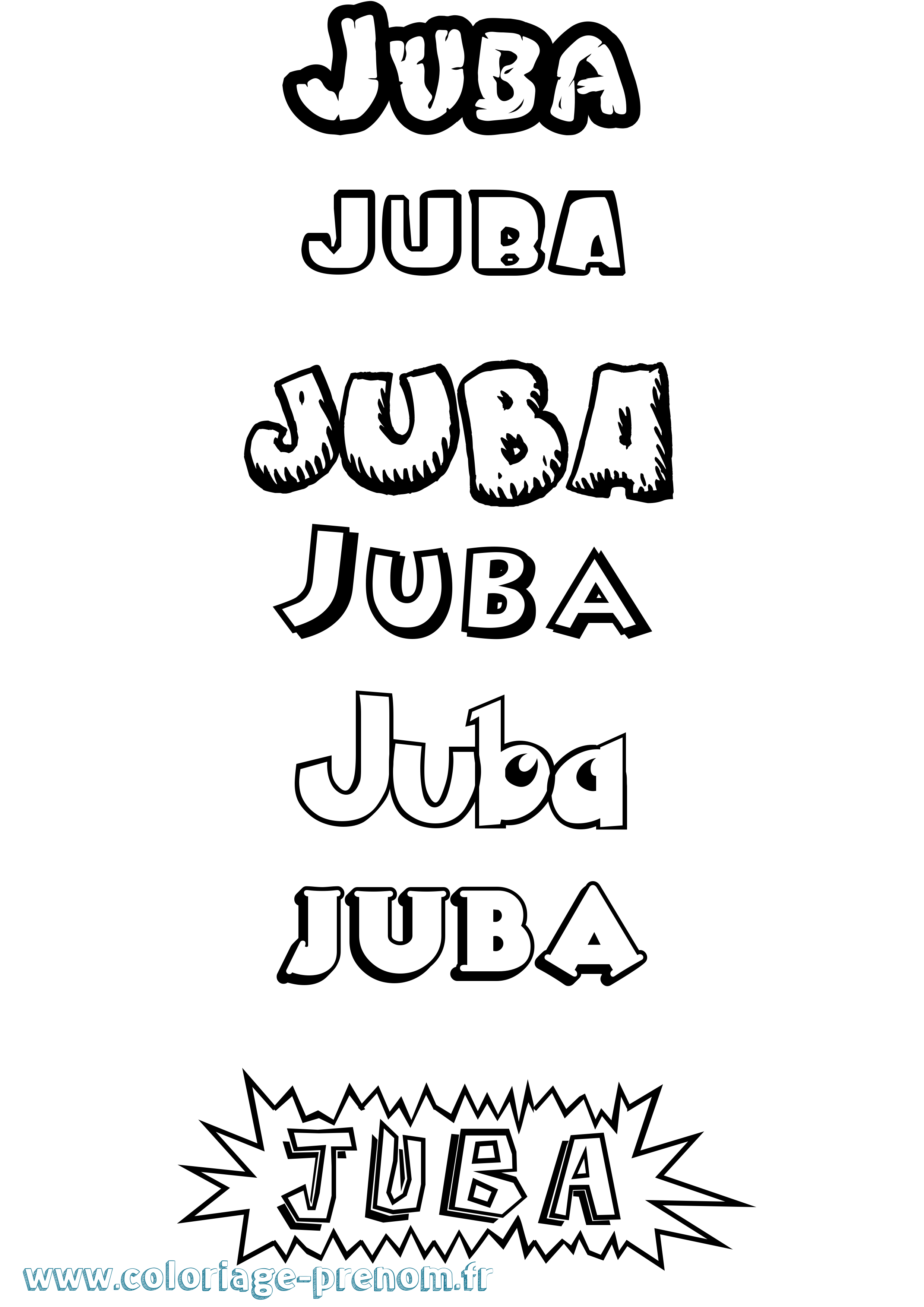 Coloriage Juba Dessin Animé Coloriage prénom Juba Dessin Animé