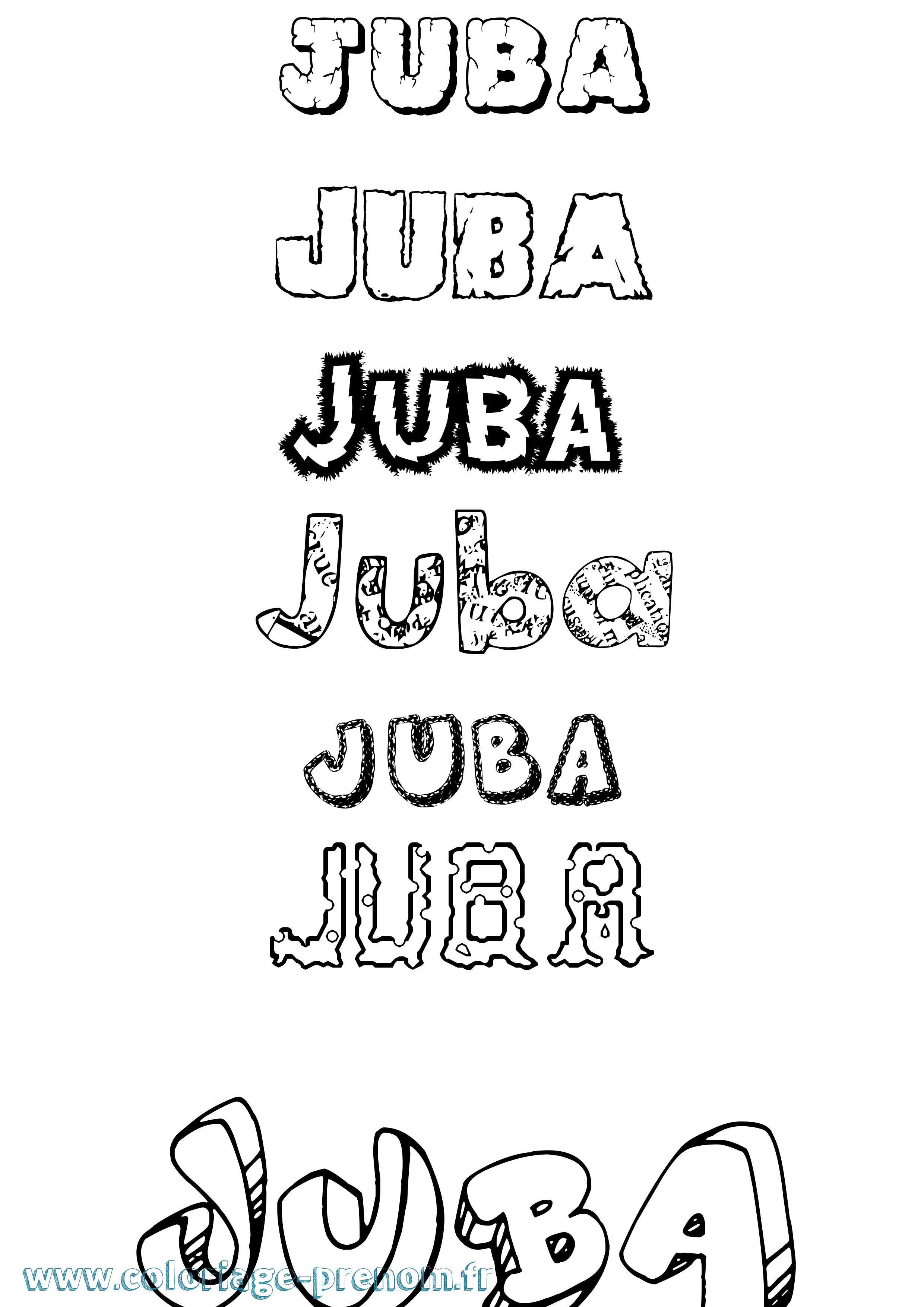 Coloriage Juba Destructuré Coloriage prénom Juba Destructuré