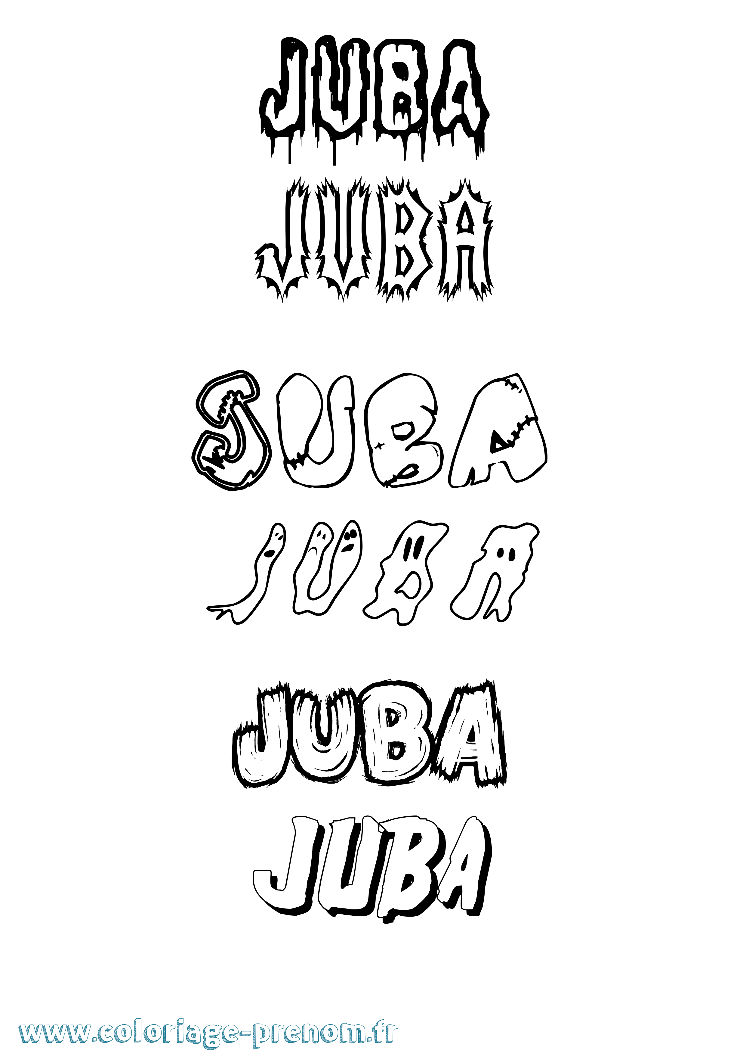 Coloriage Juba Frisson Coloriage prénom Juba Frisson