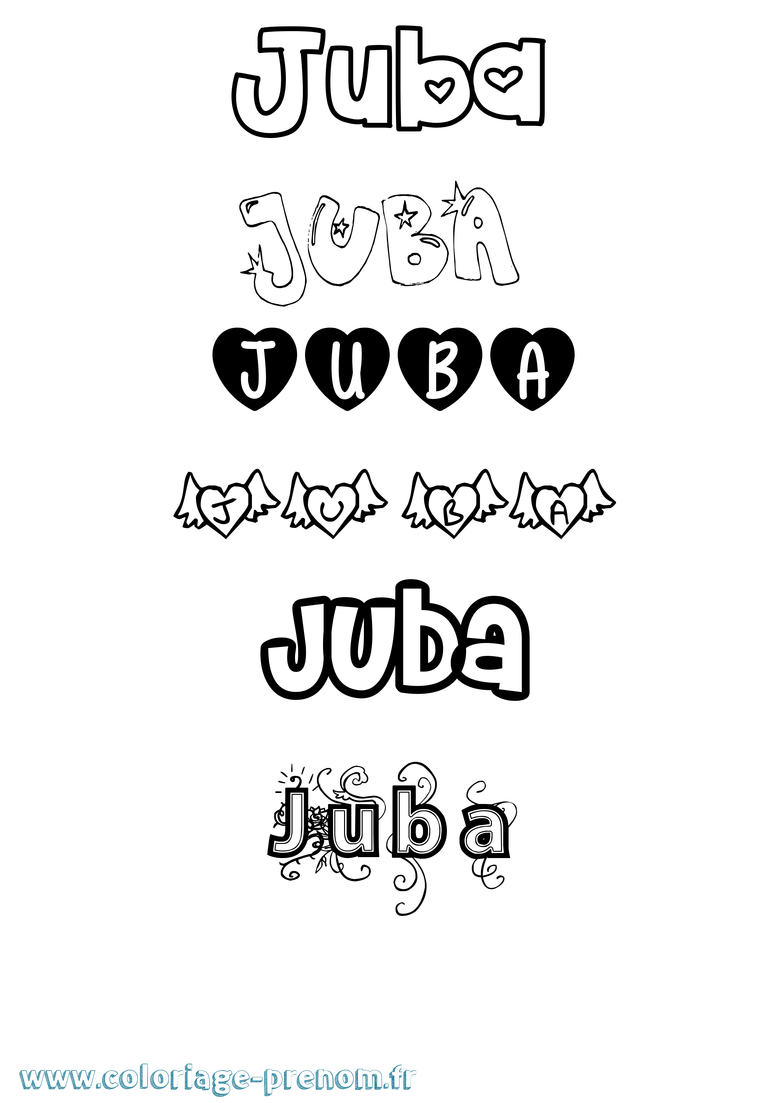 Coloriage Juba Girly Coloriage prénom Juba Girly