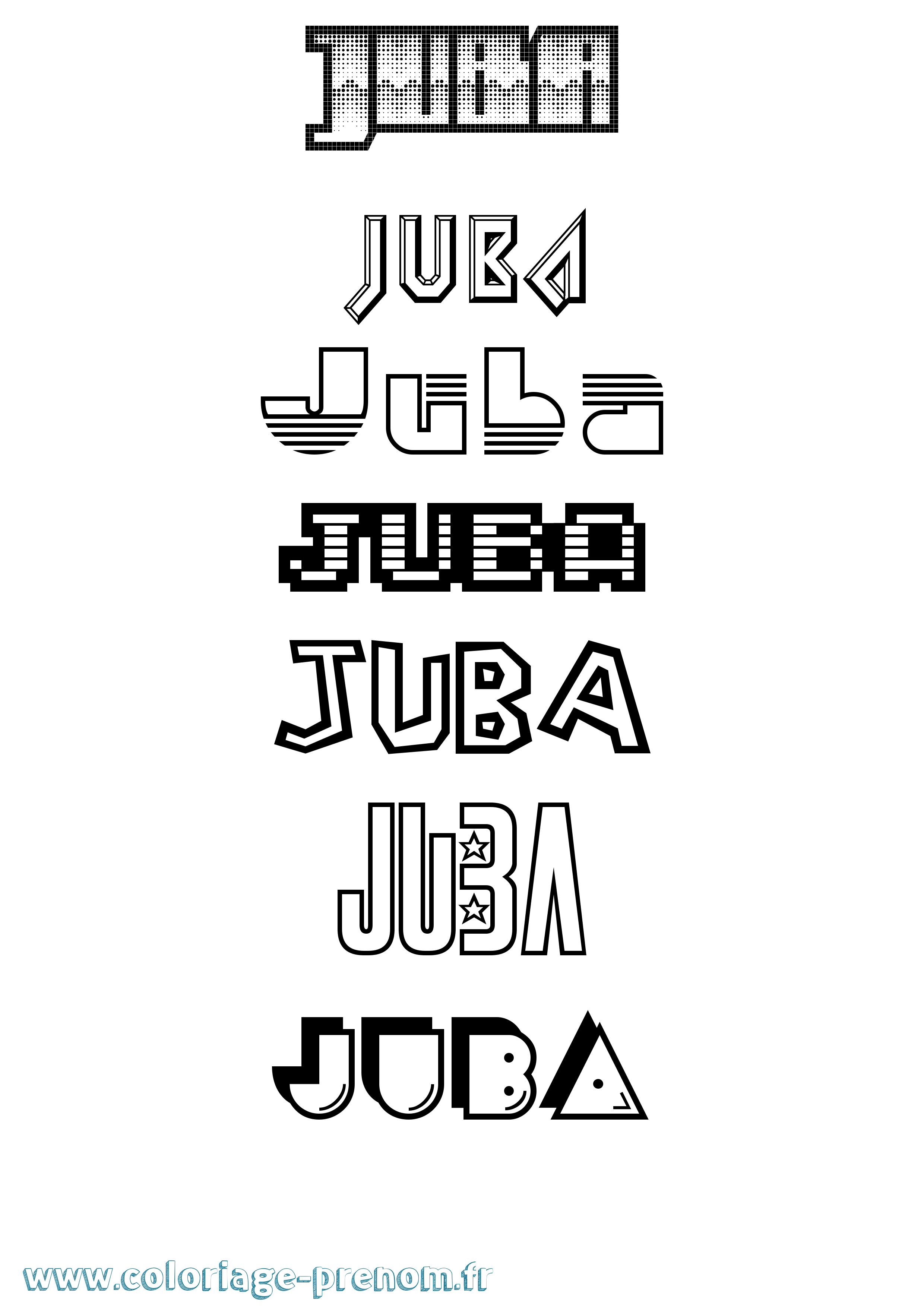 Coloriage Juba Jeux Vidéos Coloriage prénom Juba Jeux Vidéos