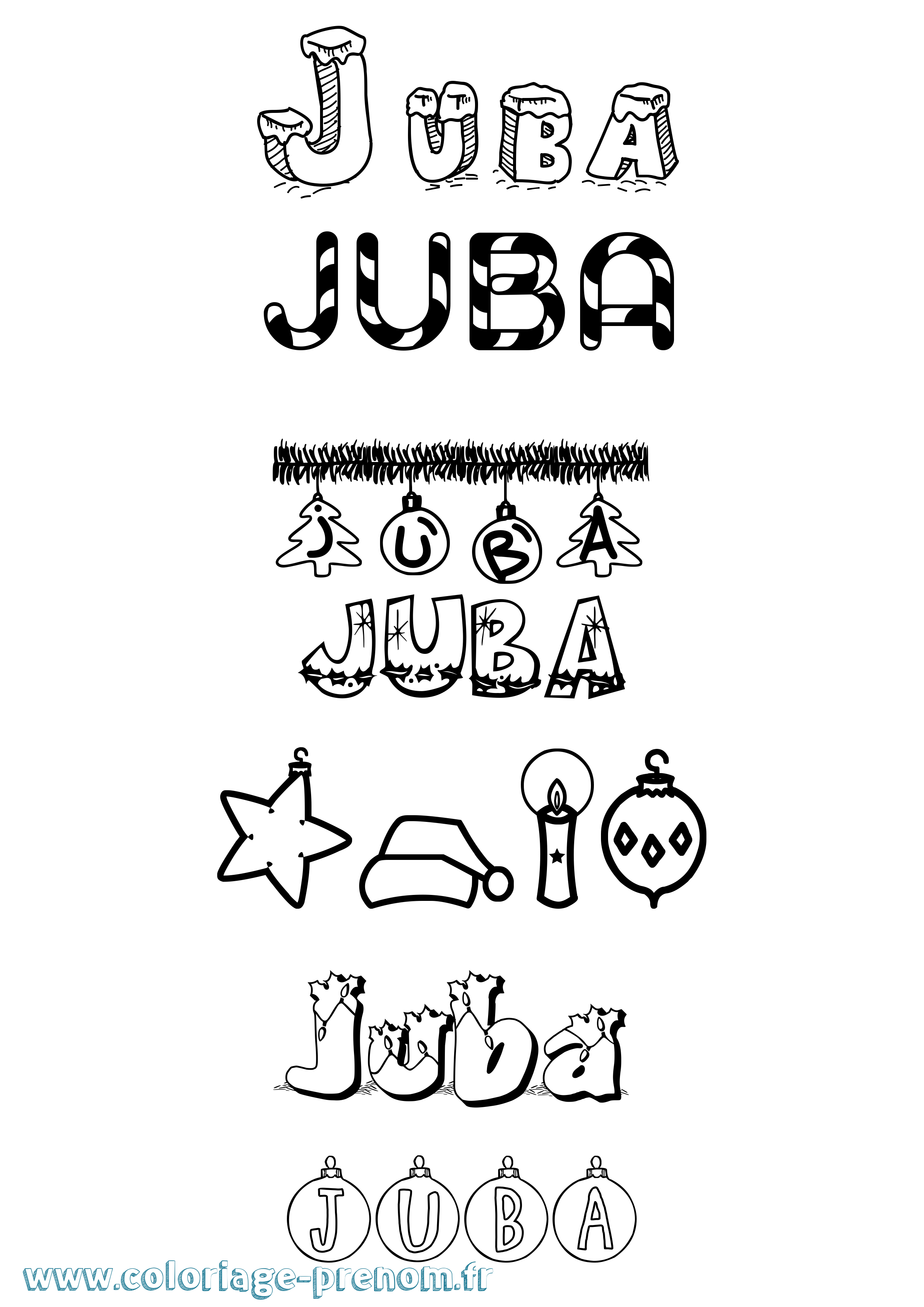 Coloriage Juba Noël Coloriage prénom Juba Noël