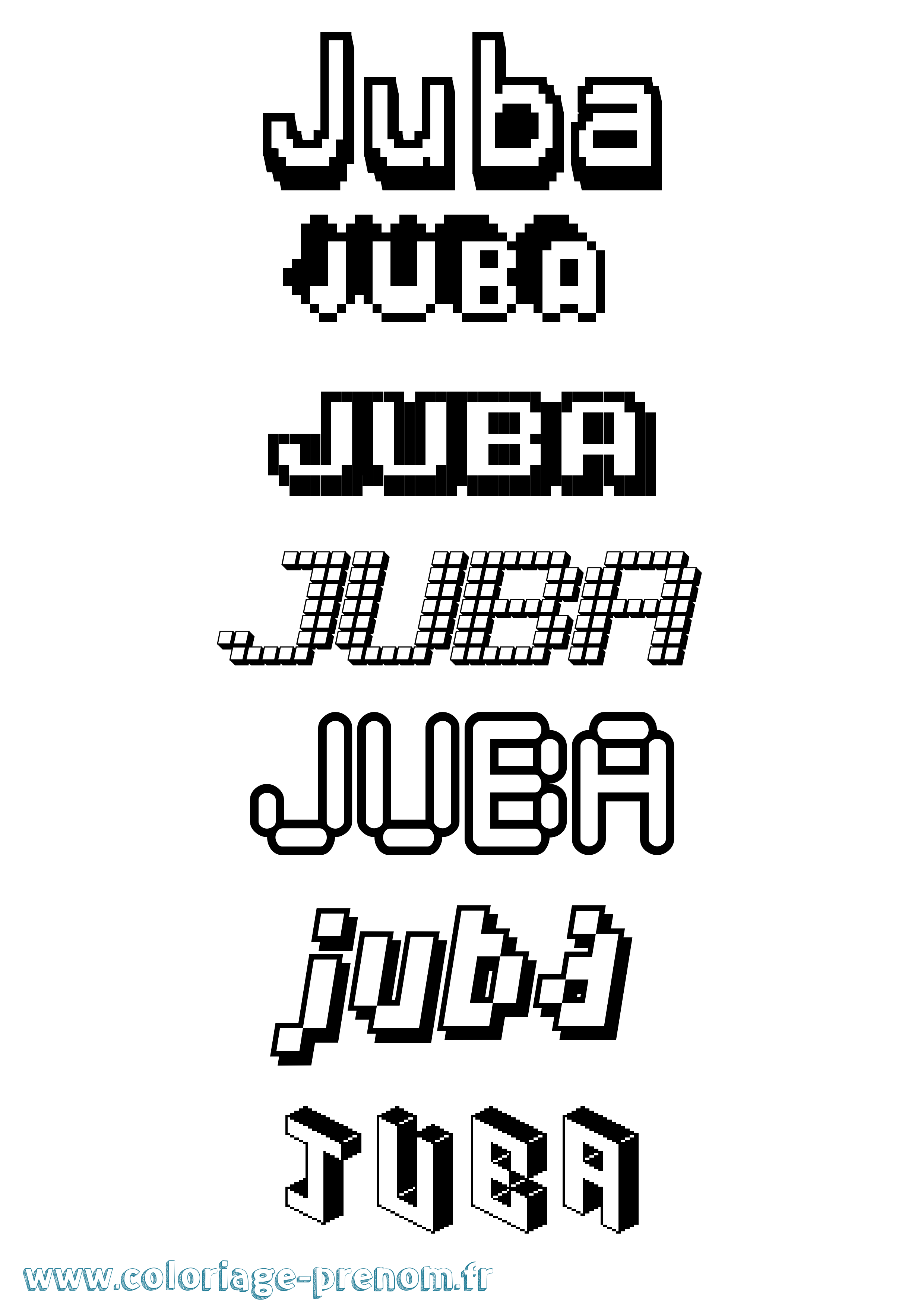 Coloriage Juba Pixel Coloriage prénom Juba Pixel