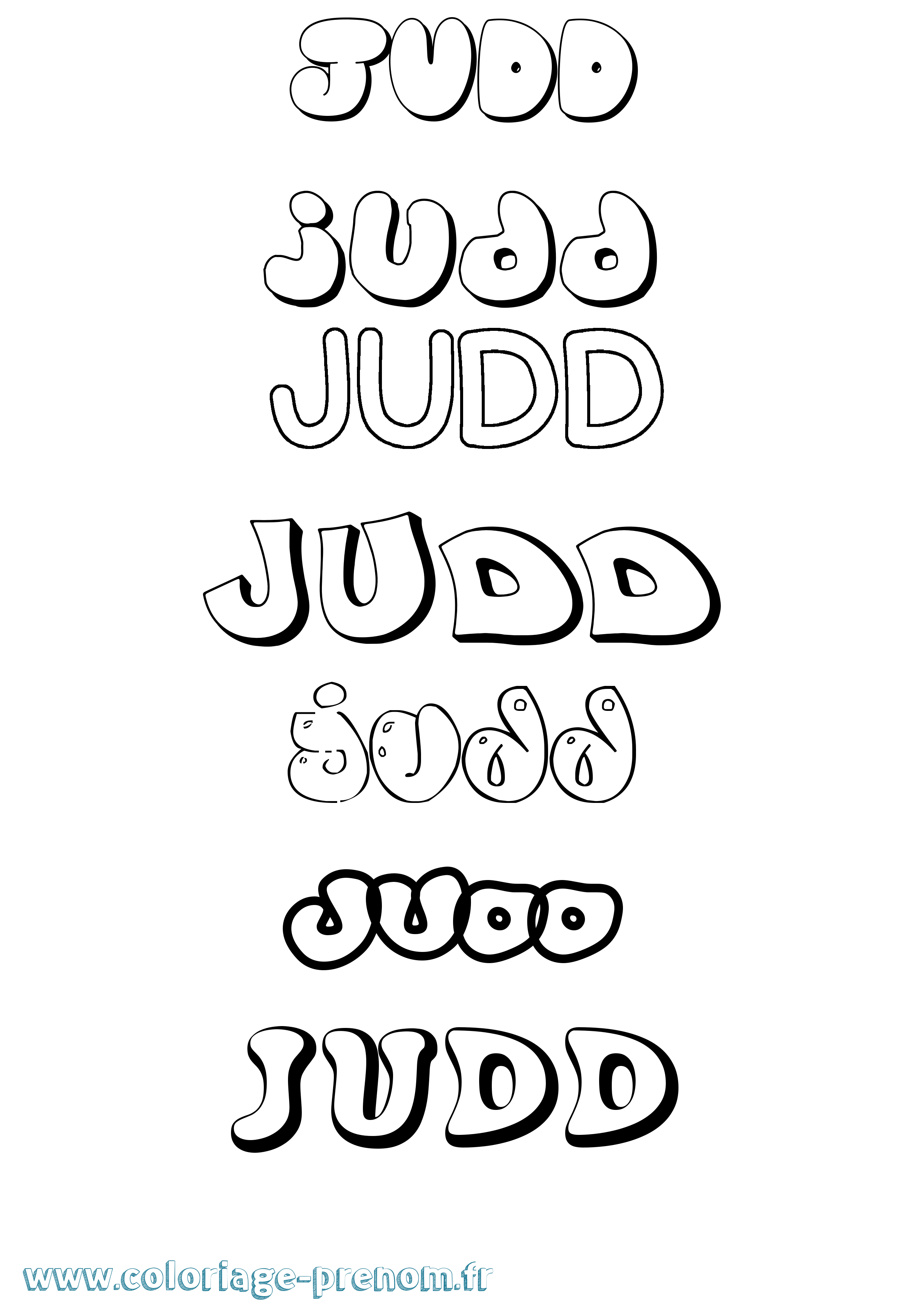 Coloriage Judd Bubble Coloriage prénom Judd Bubble