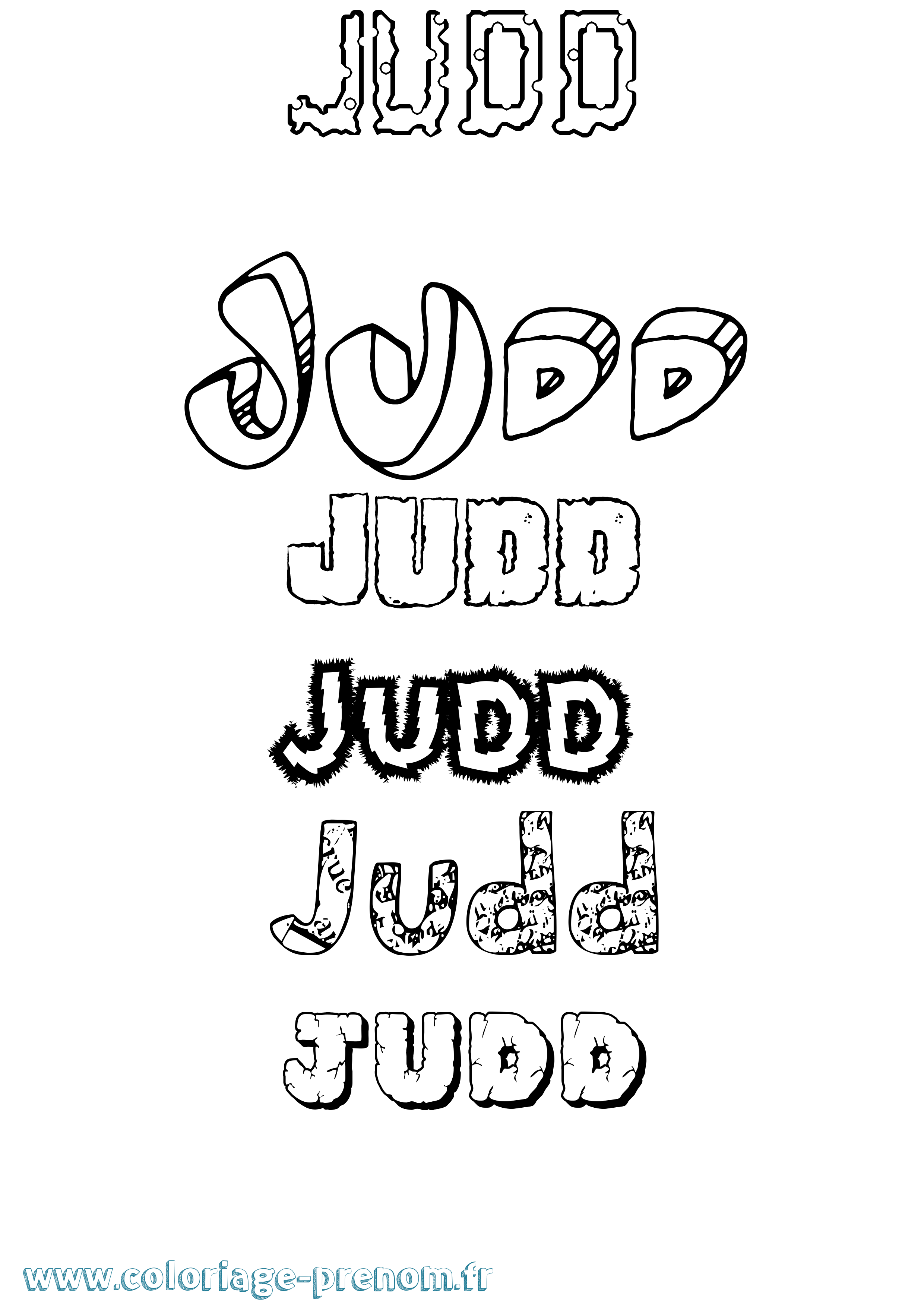 Coloriage Judd Destructuré Coloriage prénom Judd Destructuré