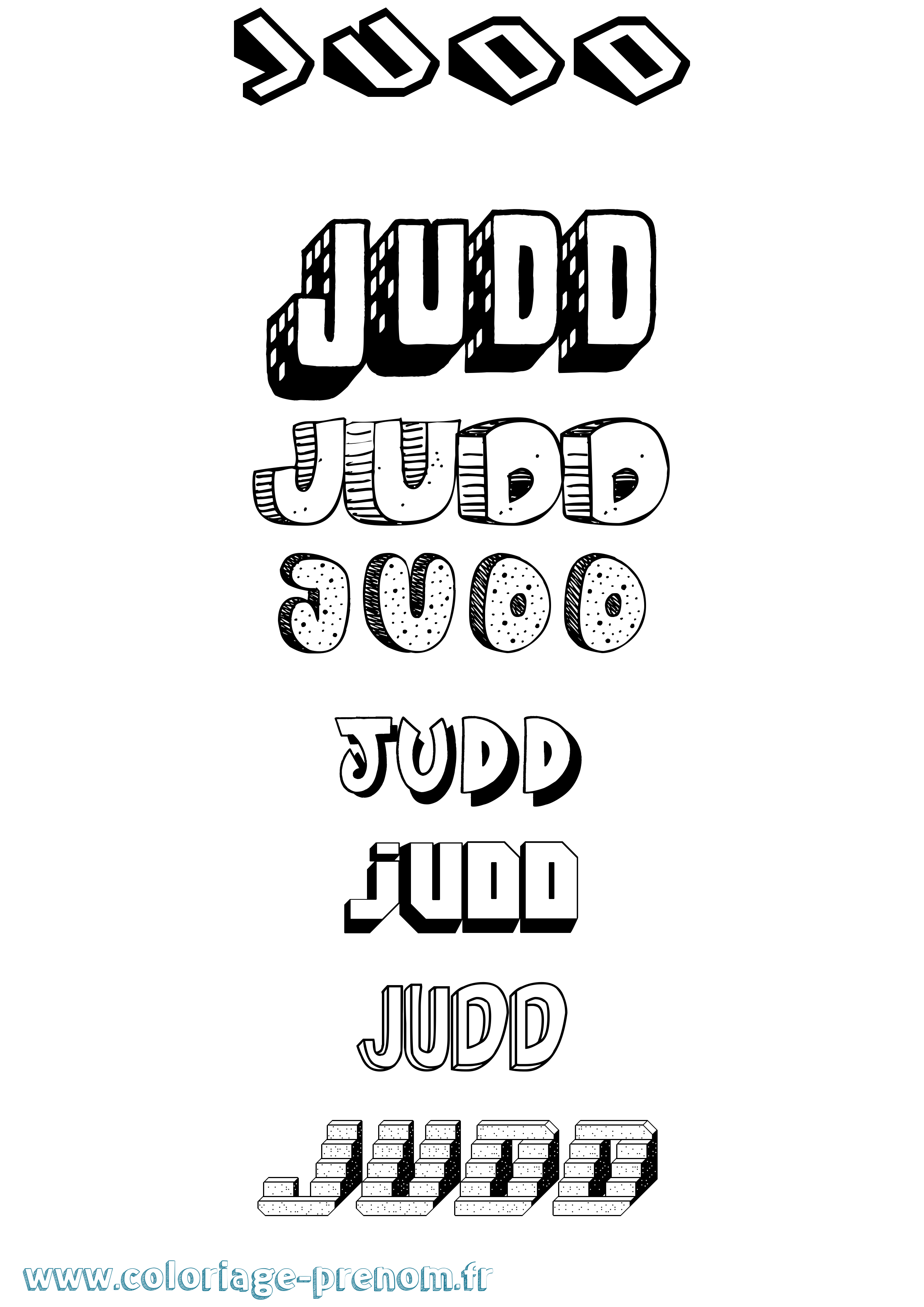Coloriage Judd Effet 3D Coloriage prénom Judd Effet 3D