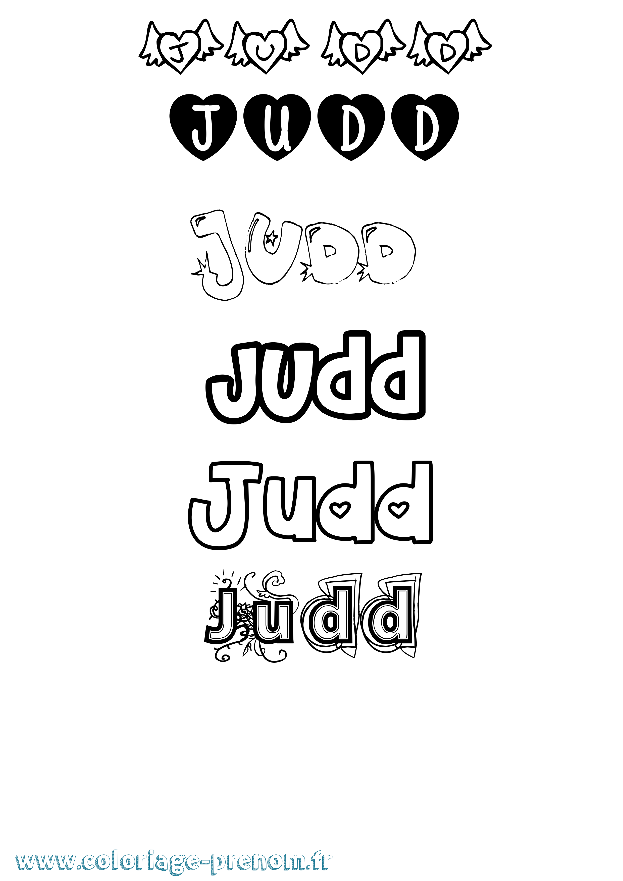 Coloriage Judd Girly Coloriage prénom Judd Girly