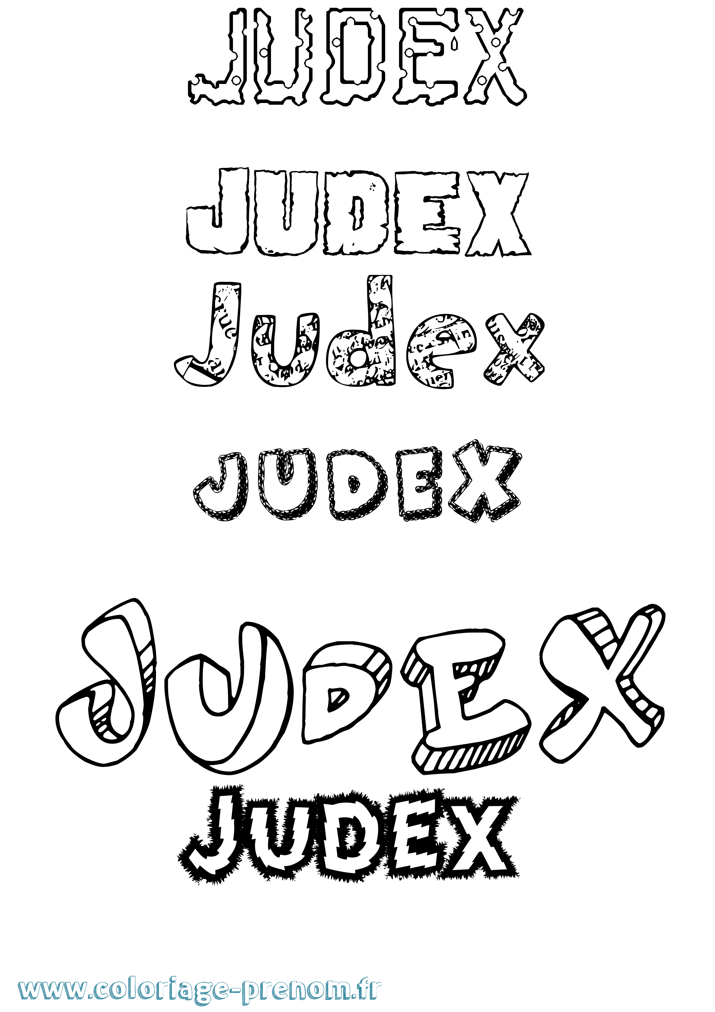 Coloriage Judex Destructuré Coloriage prénom Judex Destructuré