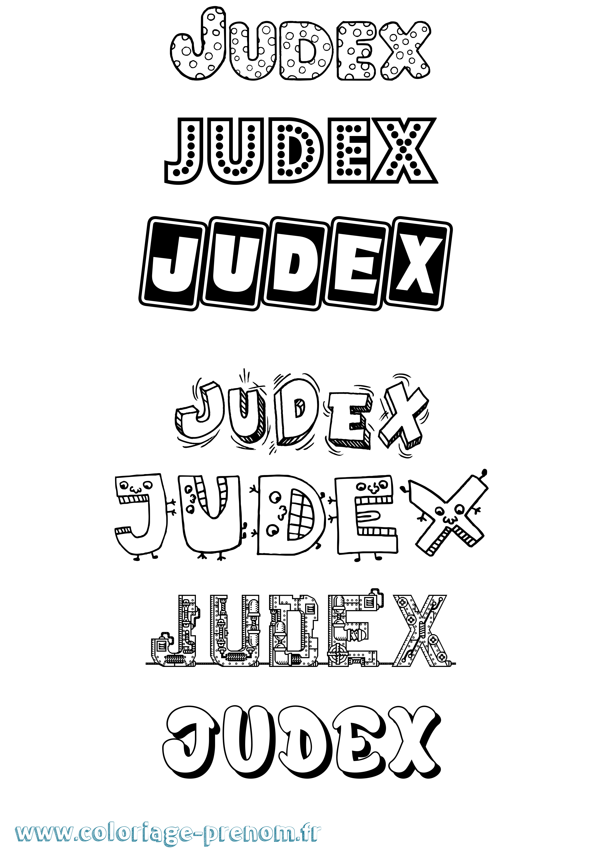 Coloriage Judex Fun Coloriage prénom Judex Fun