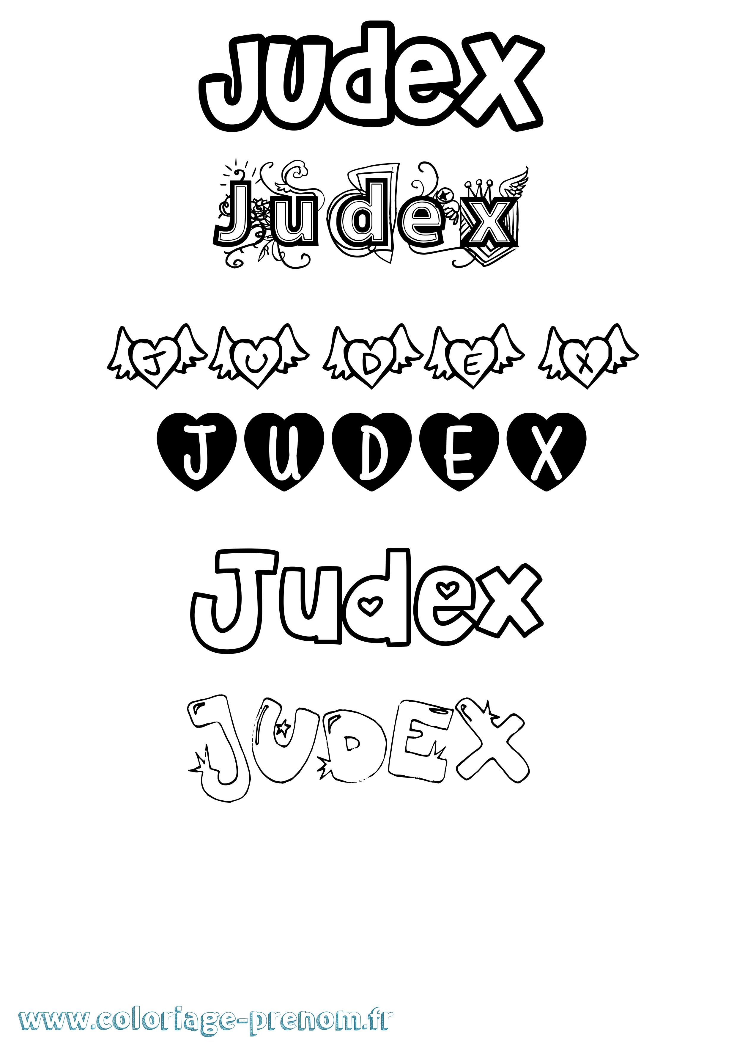 Coloriage Judex Girly Coloriage prénom Judex Girly