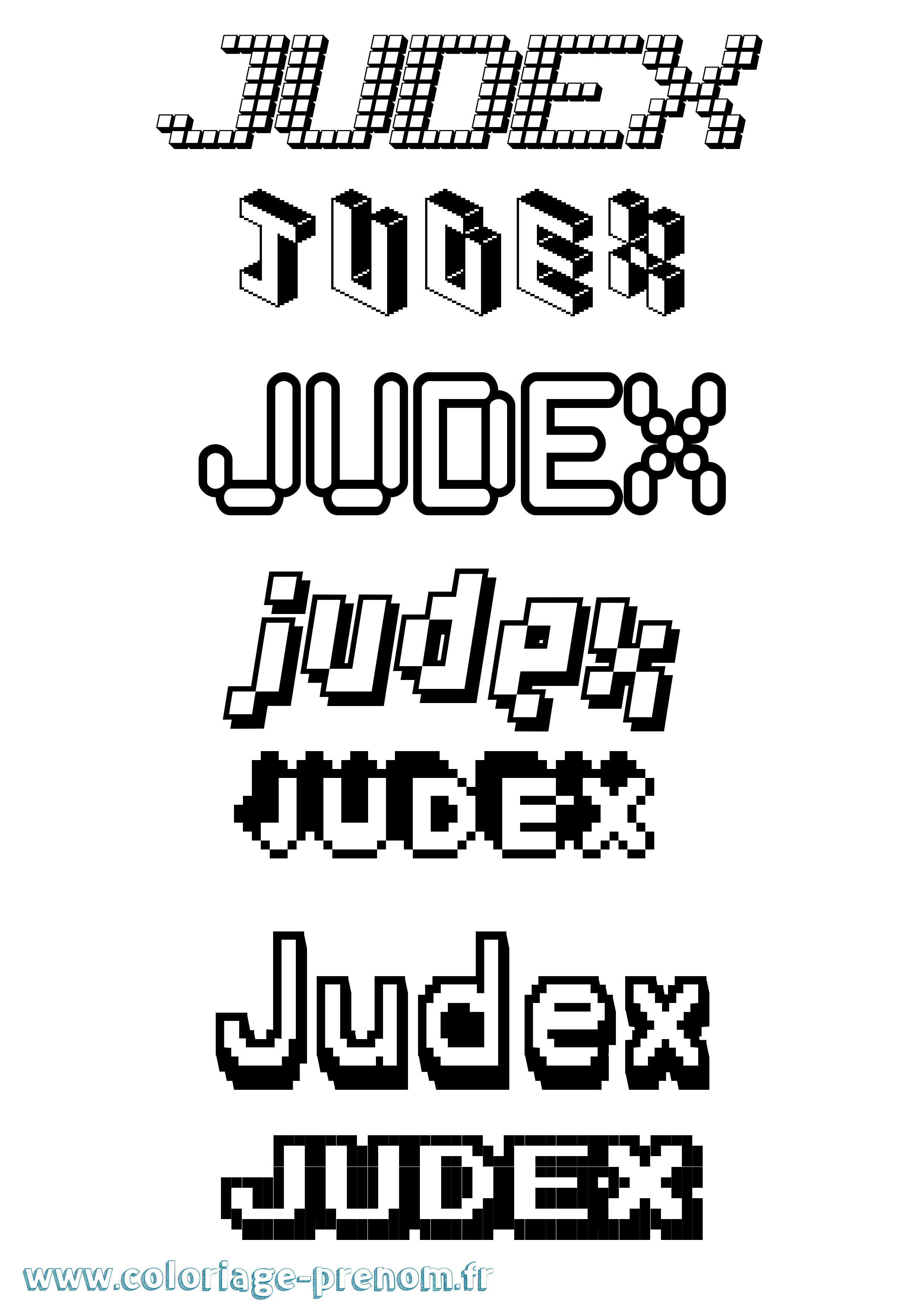Coloriage Judex Pixel Coloriage prénom Judex Pixel