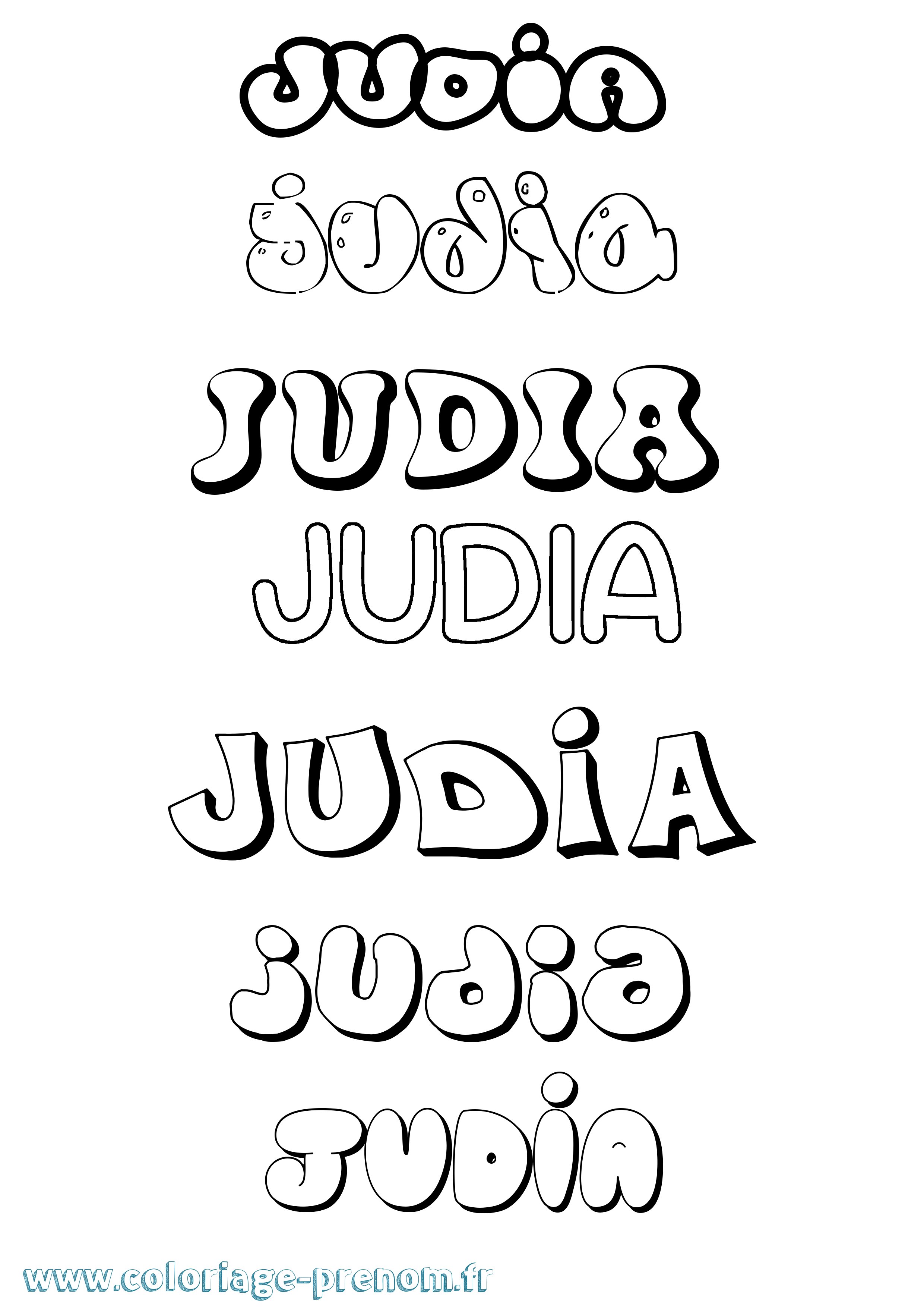 Coloriage Judia Bubble Coloriage prénom Judia Bubble