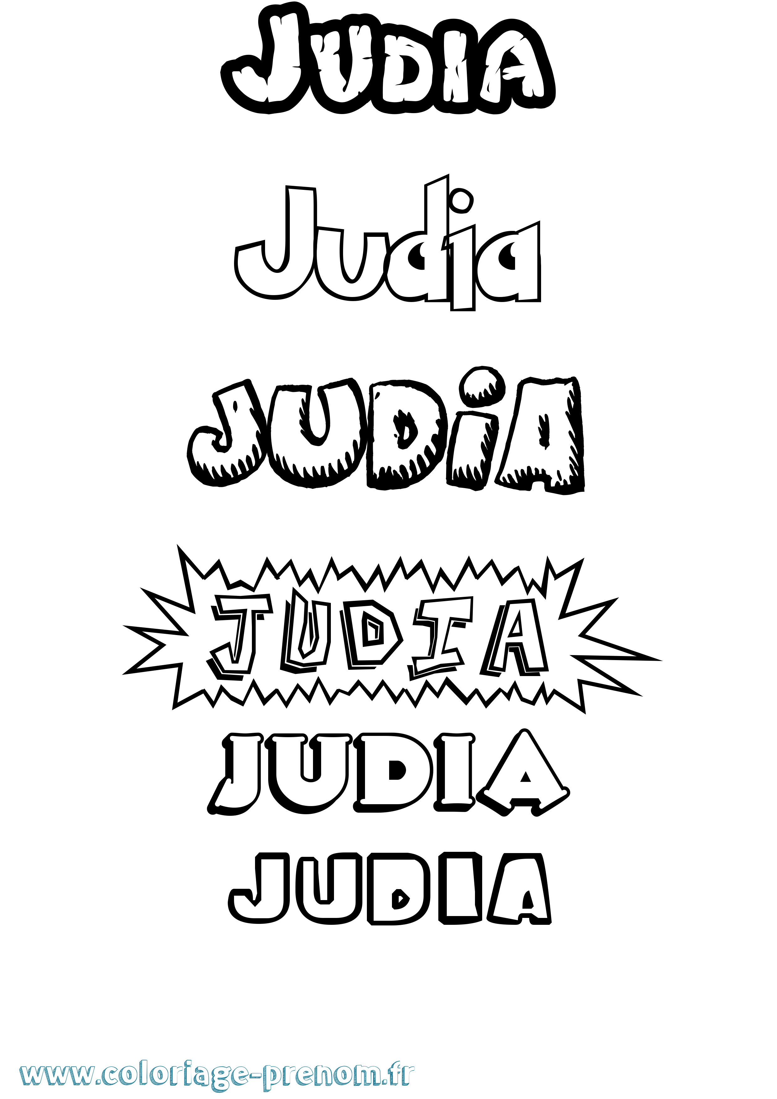 Coloriage Judia Dessin Animé Coloriage prénom Judia Dessin Animé