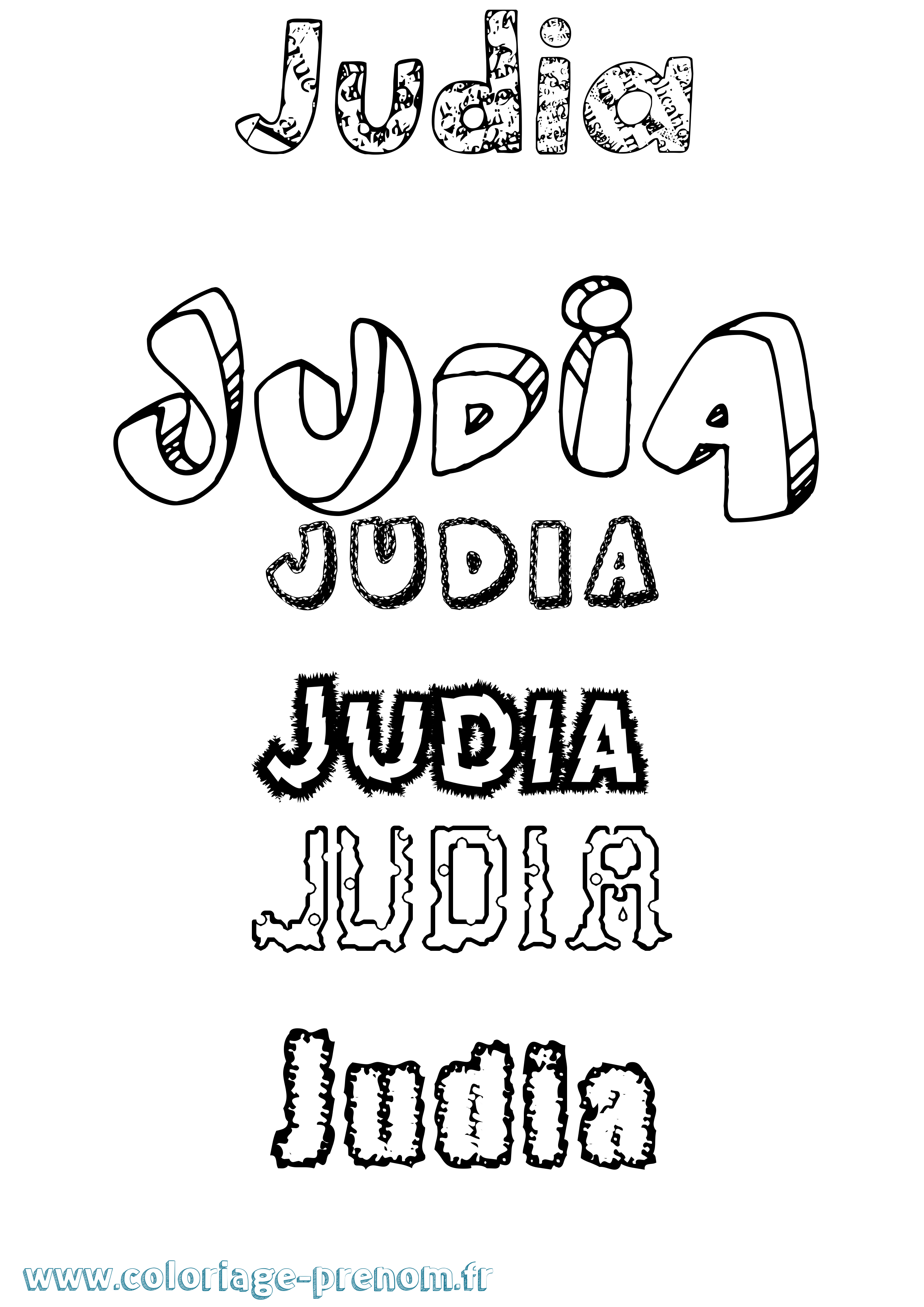Coloriage Judia Destructuré Coloriage prénom Judia Destructuré