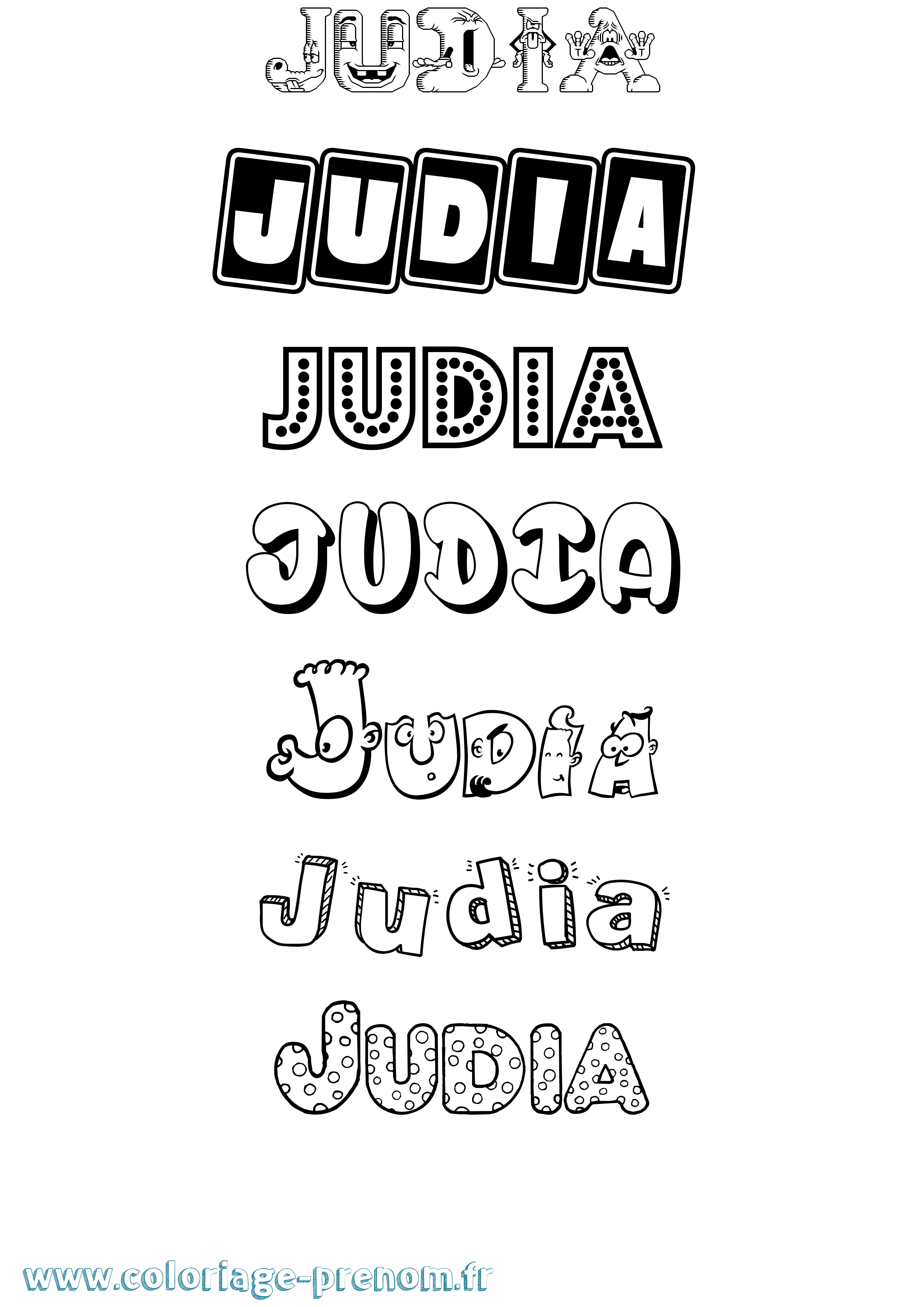 Coloriage Judia Fun Coloriage prénom Judia Fun
