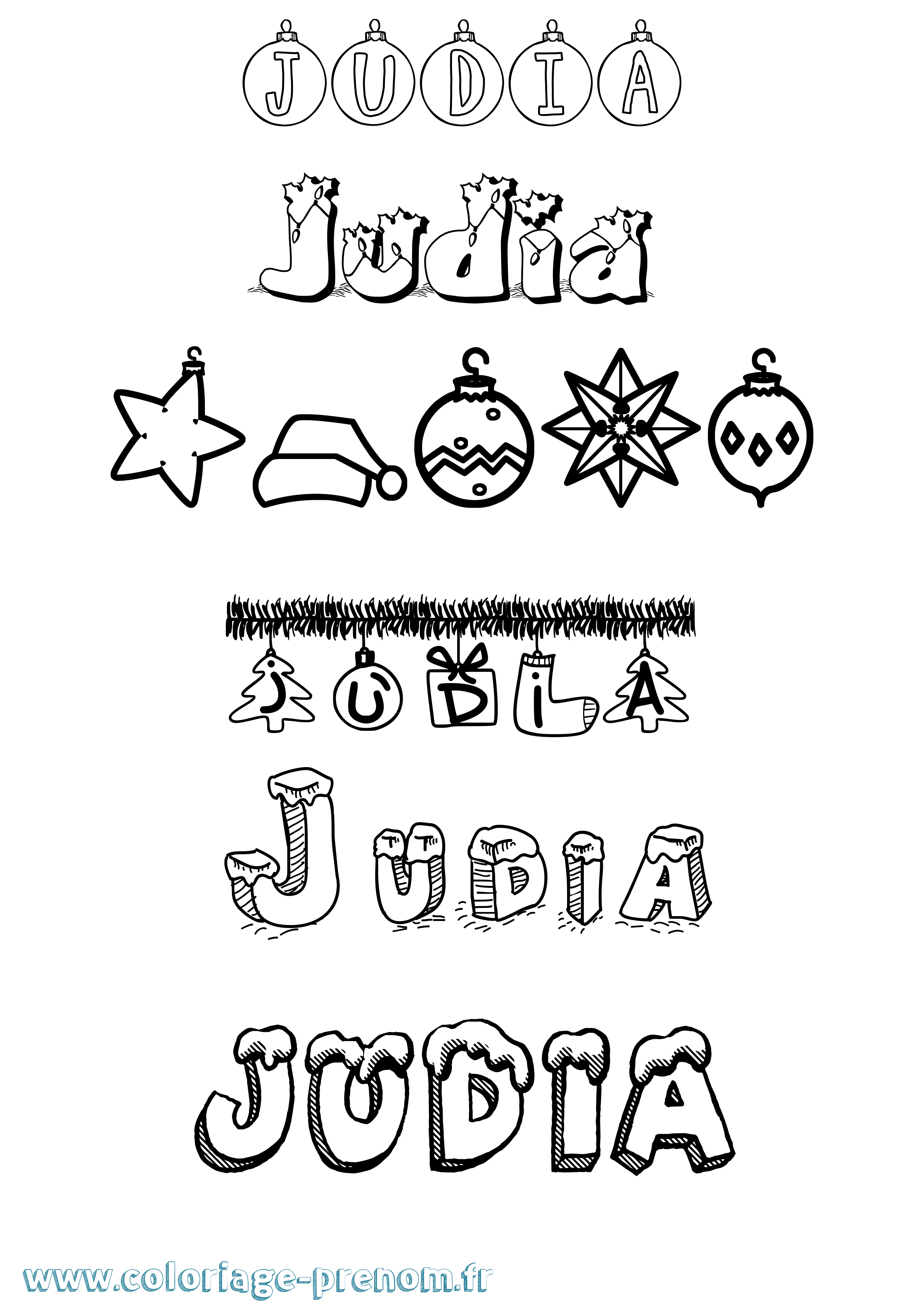 Coloriage Judia Noël Coloriage prénom Judia Noël
